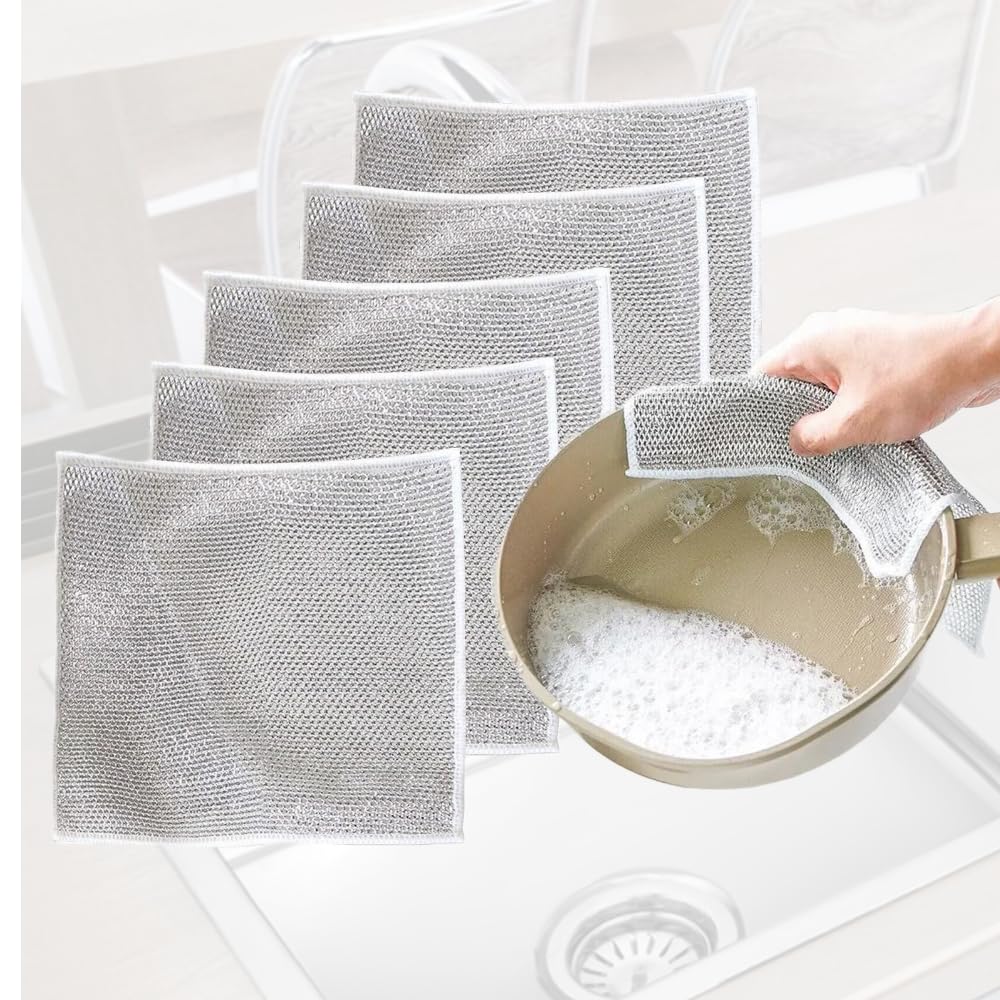 HELSTA® 5 Pieces of Multipurpose Wire Dishwashing Rags for Wet and Dry, Non-Scratch Wire Dishcloth for Washing Dishes (PACK of 5) (B0D123LBBL) Amazon Price History, Amazon Price Tracker