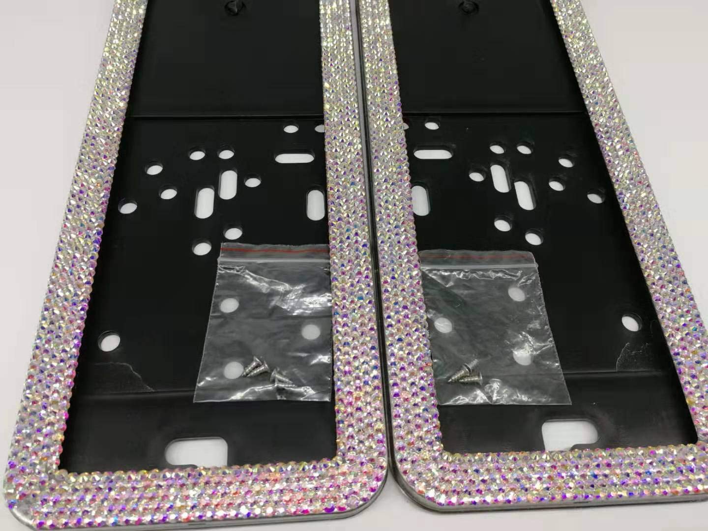Cornice Per Targa Donna Con Strass Scintillanti – Nero, Acciaio Inox, Cristalli Di Ricambio, Con Viti E Cacciavite - 3