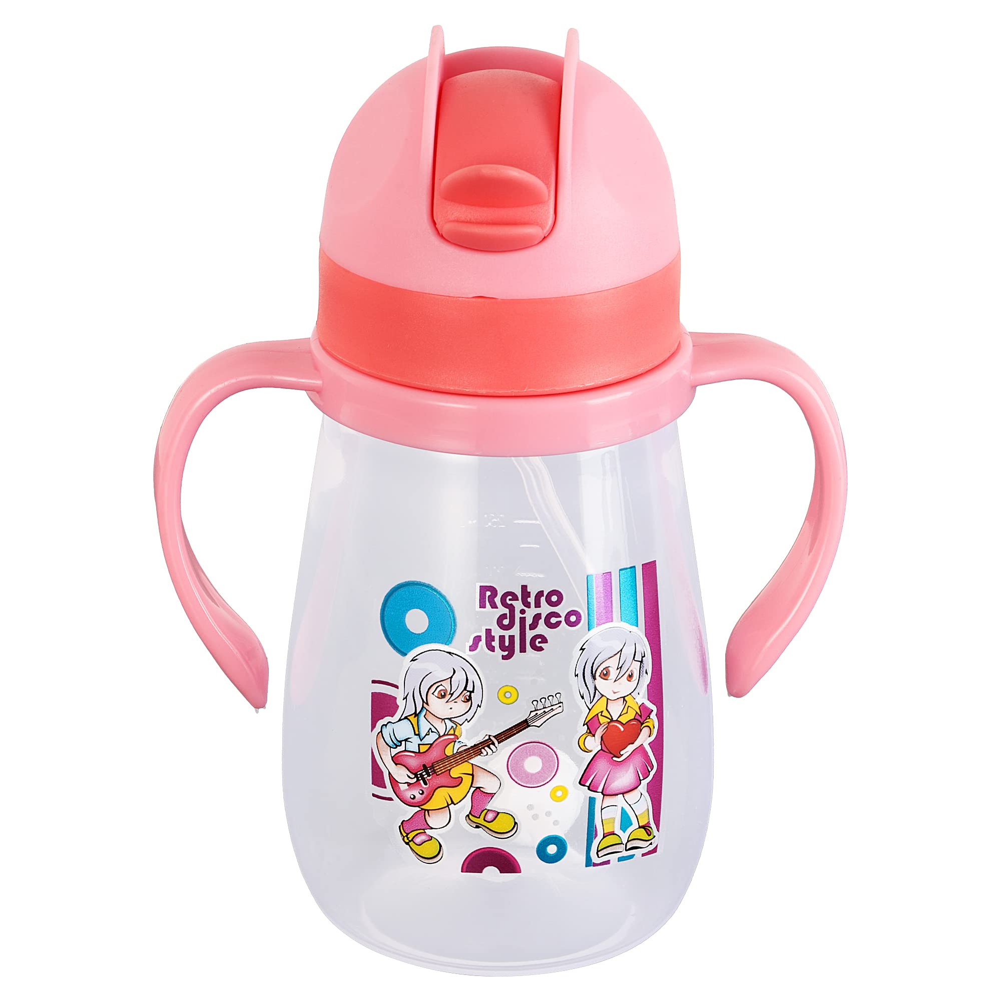 Nabhya Baby Joy Spill-Proof Kids Transparent with Gravity Ball Straw Sipper Cup Water Bottle with Handles - 250 ML (Pink)-image-17