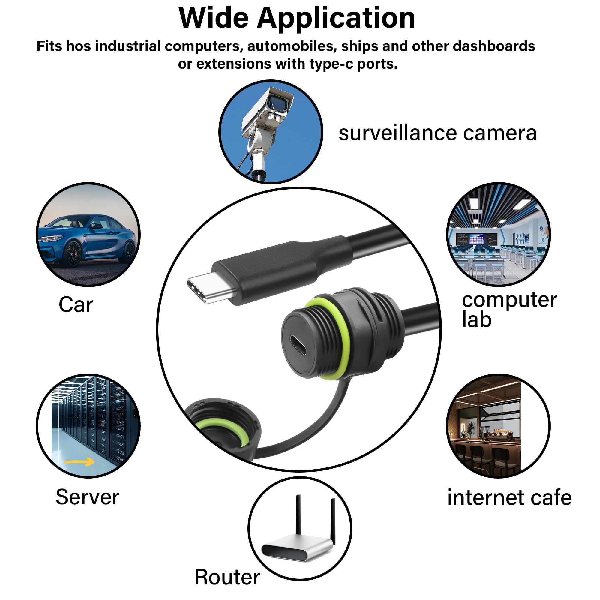 Cavo dati di prolunga da maschio a femmina Cablecc USB-C USB 3.1 Tipo-C con custodia per telefono portatile 60 cm
