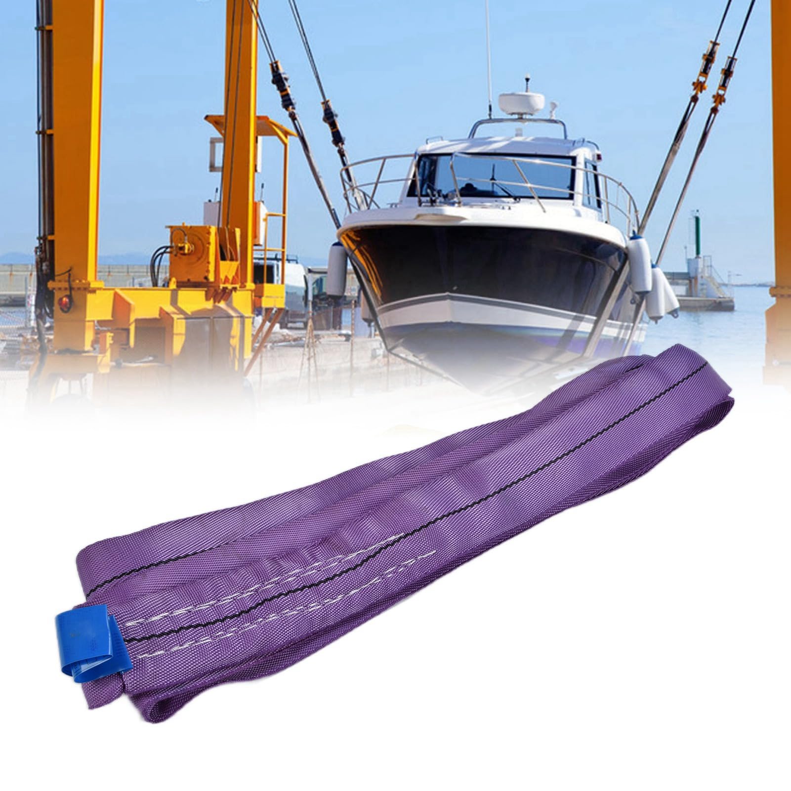Élingue de Levage Ronde 1T, Sangles Flexibles PES sans Fin, Haute Résistance, capacité de Poids 1T pour la Construction de Machines de Navires (#2)