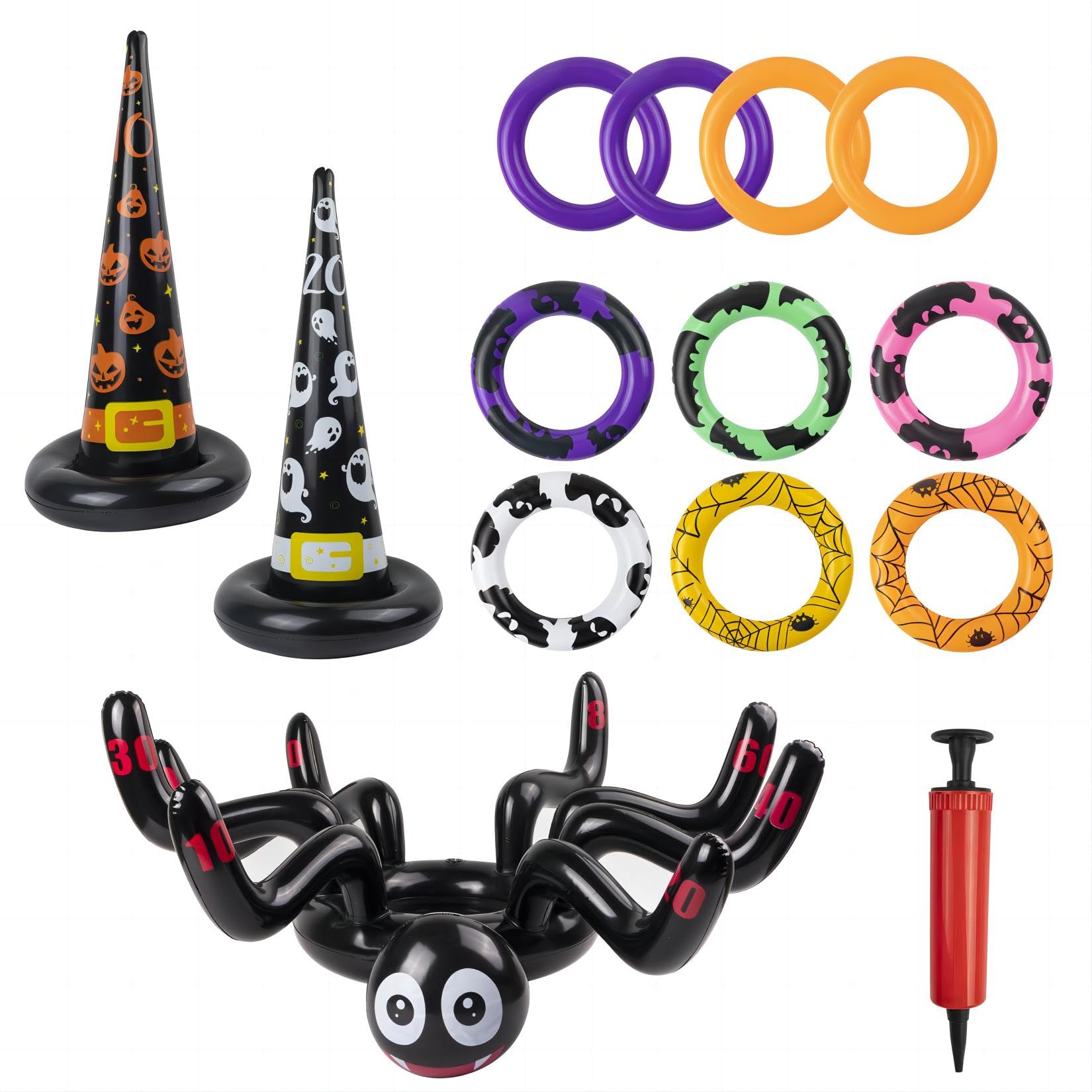 2 Jeux gonflables de Lancer d'anneaux en Bois de Renne avec 1 Pompe Manuelle,Jeux de Noël Jeux de Lancer d'anneaux pour Les fêtes de Noël,Grands Jeux familiaux pour Les fêtes de Noël