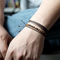 Vista 349 de Handmade Natural Stone Beaded Healing Bracelet Gift for Men Adjustable Rope String Bracelet (picasso jasper, Adjustable)