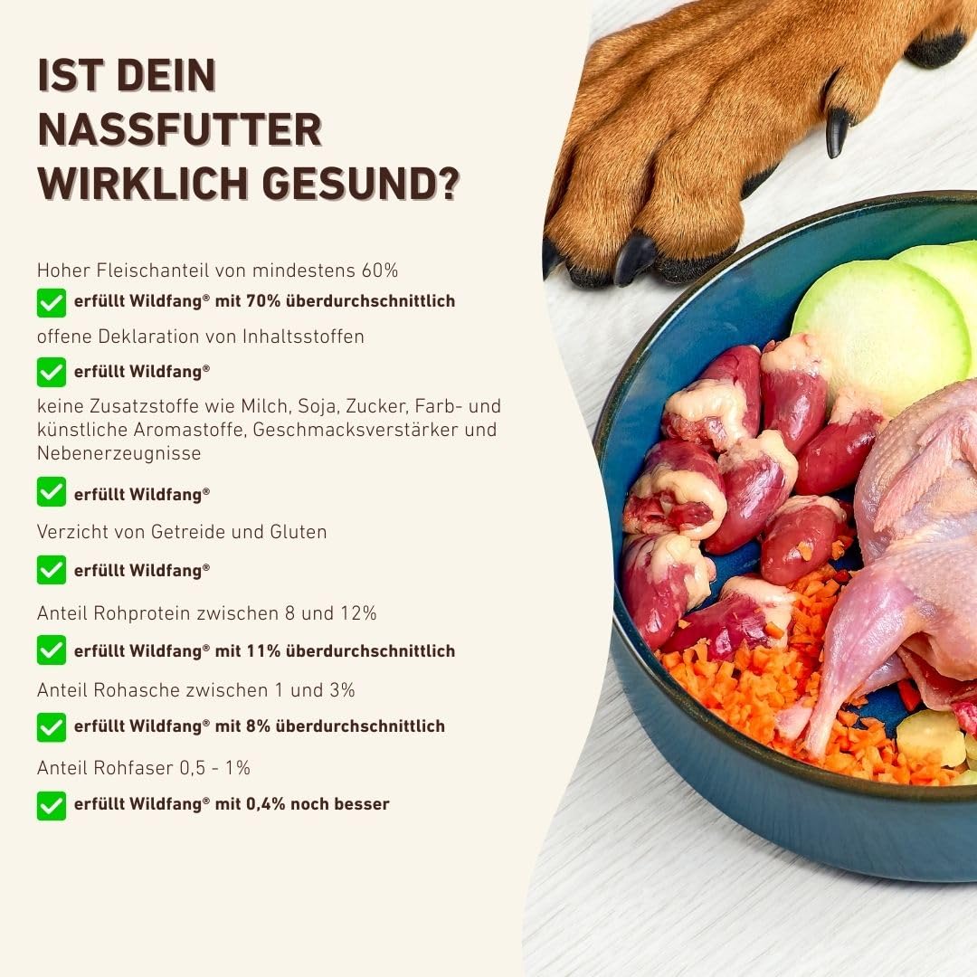 Wildfang® Hundefutter Nass 400g – Premium Pur Lamm Nassfutter für Hunde mit natürlichen Zutaten, Getreidefrei & glutenfrei, ohne Zuckerzusatz, ideal für alle Rassen und Senioren-Hunde – 6er Pack