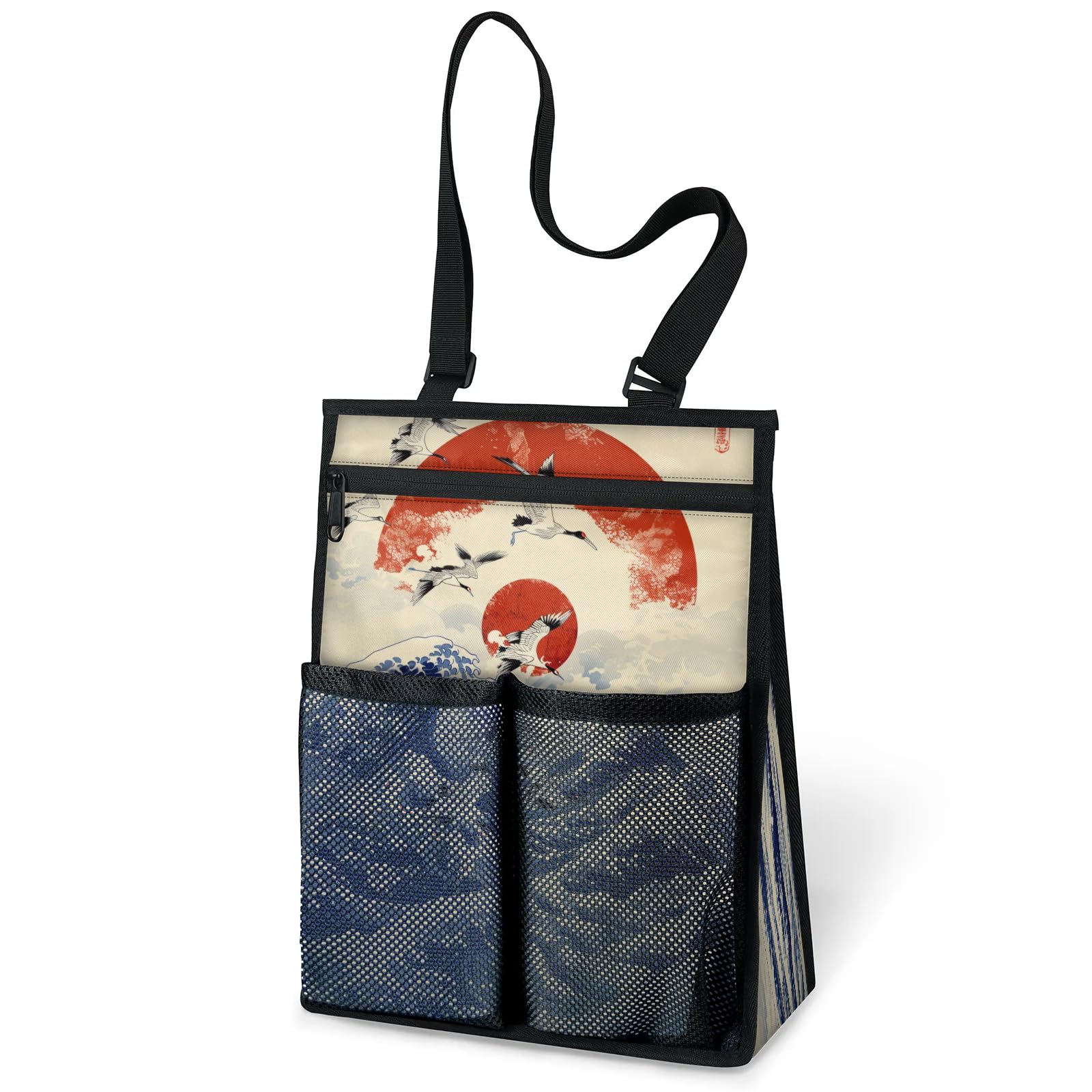 Ourtheme Japanese Pattern Portable Shower Bag for Travel Gym Camp Beach Tote Shower Caddy Bags Hanging Toiletry Organizer