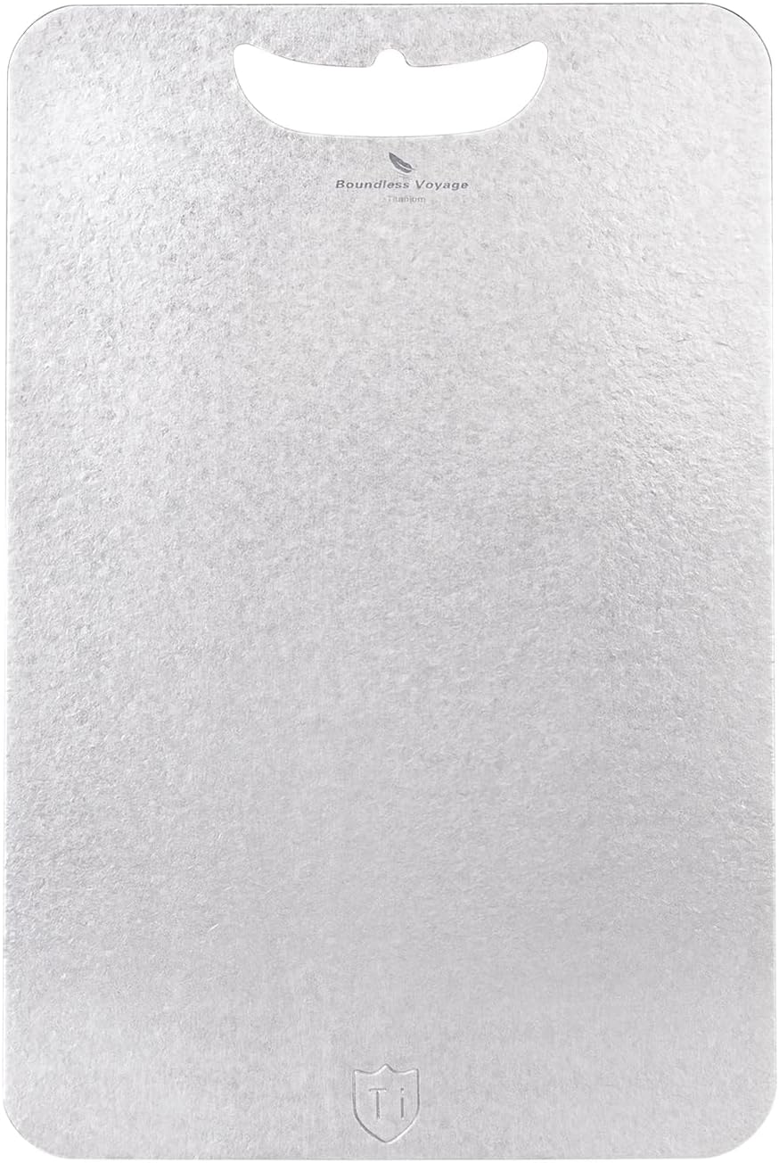 Boundless Voyage Titanium Chopping Board for Kitchen Double Sided Cutting Board with Hanging Hole Easy to Clean Food-Grade Raw & Cooked Foods for Kitchen Home Outdoor (5007P-M)