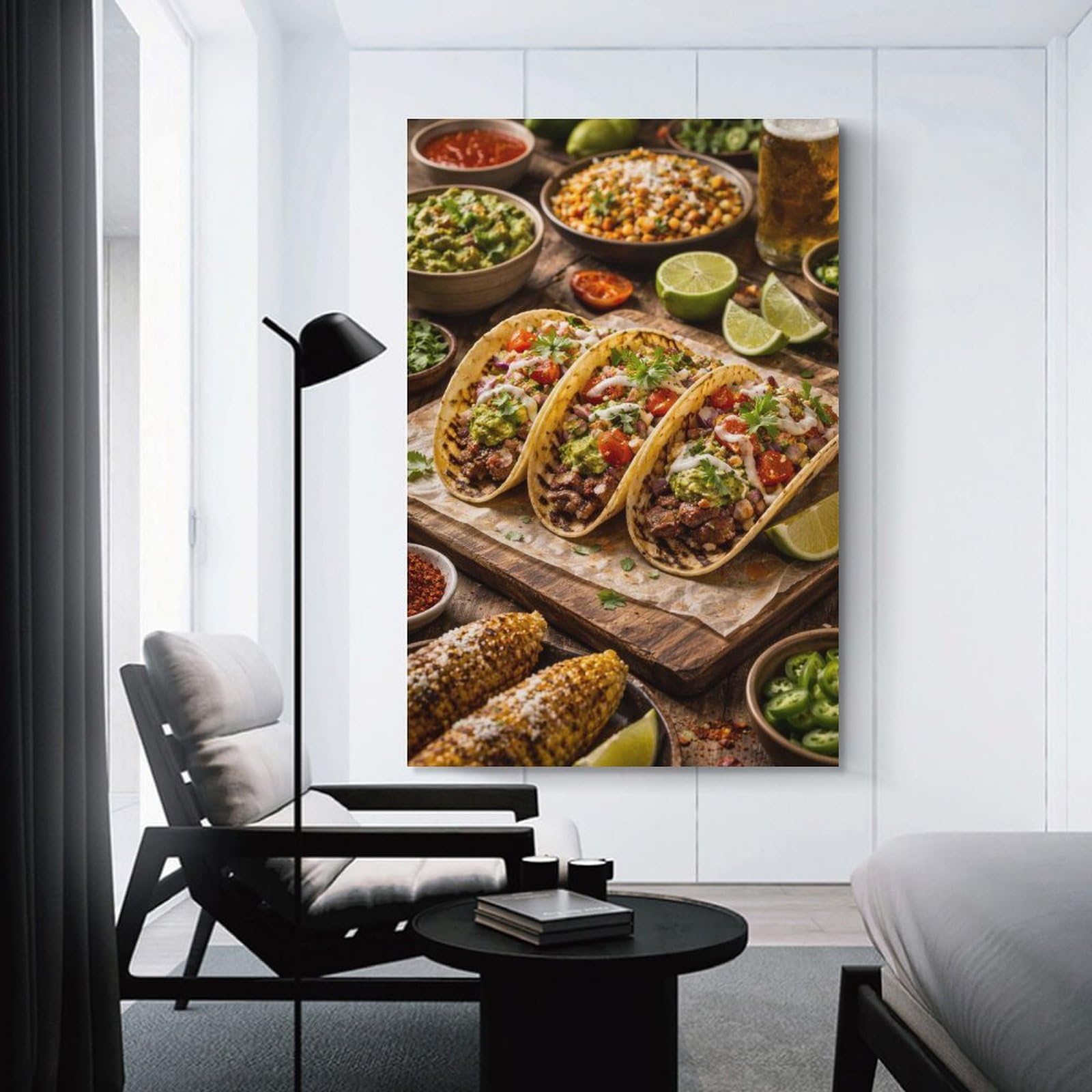 Junmoney Unframe-Style-1 Home Decor Wall Art Tacos With Corn And Beer, 16X24inch(40X60cm), For Bedroom Decor, Cosy Corners Or Studios, Decorative Wall Art For Cosy Rooms