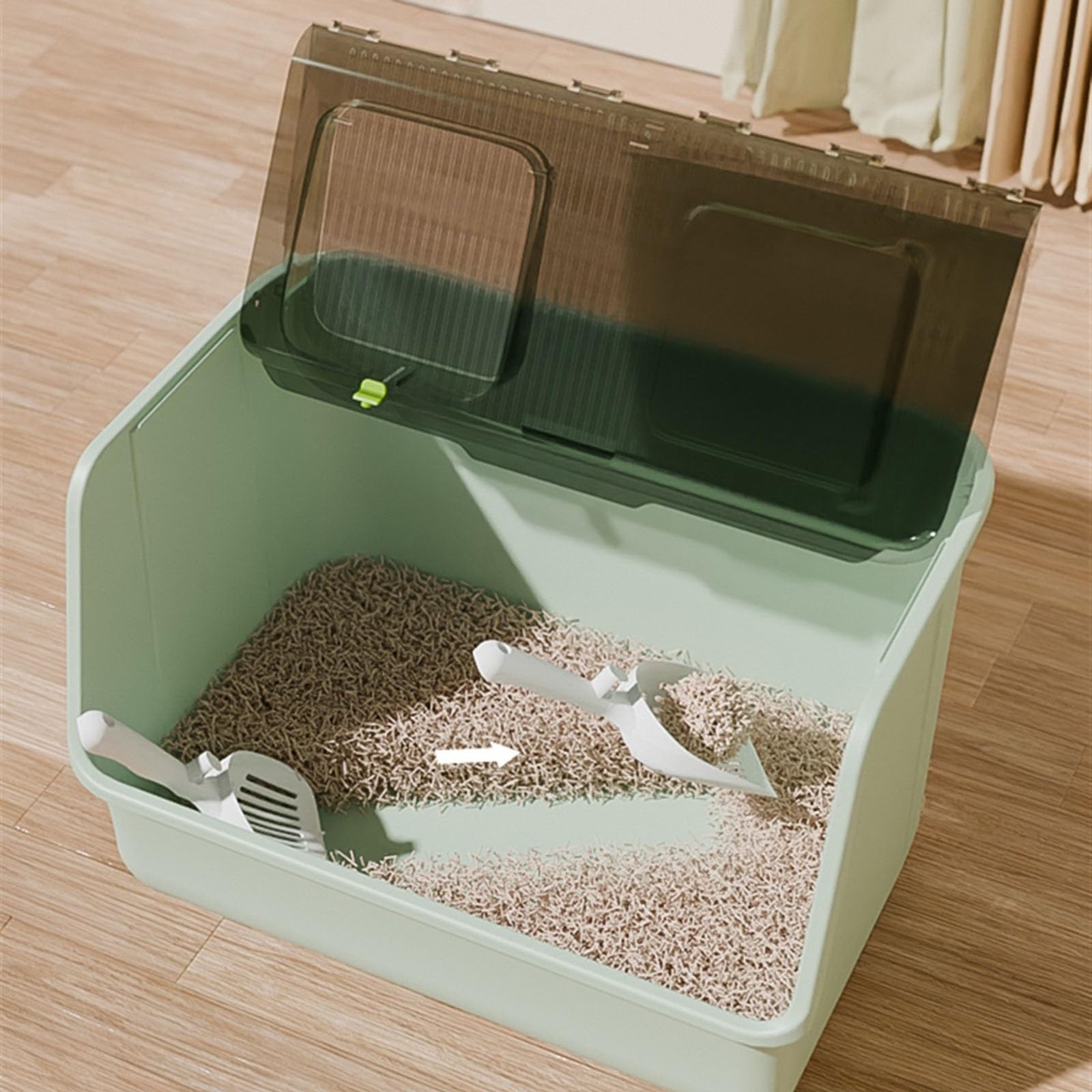 Lettiera per Gatti Lettiera for gatti completamente chiusa, toilette portatile for animali domestici con ampio spazio, ingresso frontale, uscita superiore, vasca for la pulizia dei gatti in plastica f