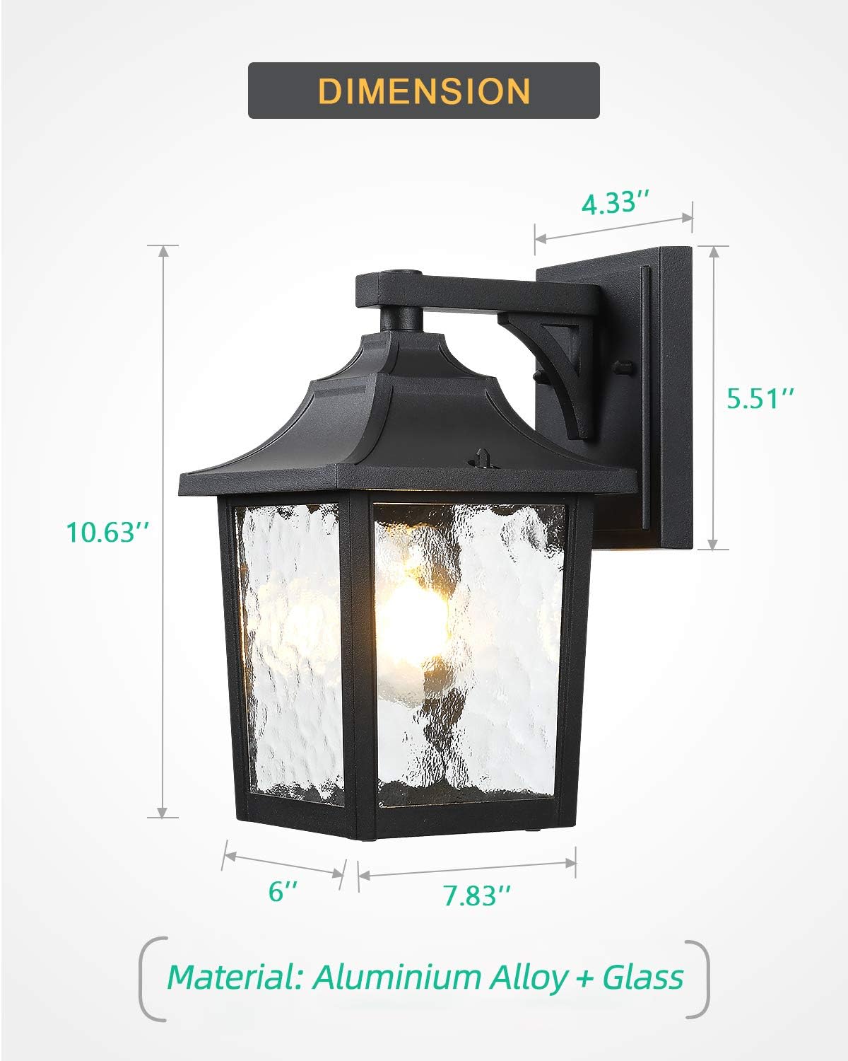 Exclusive Discount 60% Price BEEZOK Outdoor Wall Mount Lights, Exterior Porch Light Fixture, Cast Aluminum Housing in Textured Black Finish - WL002/2PK