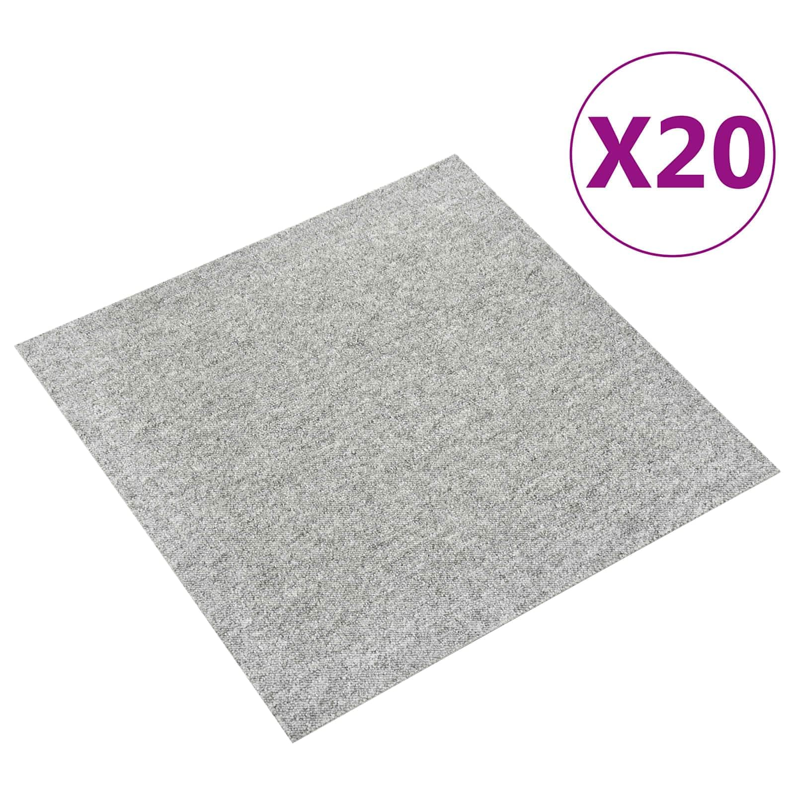 Teppichfliesen Set 20 Stück Hellgrau - 50x50 cm Teppichboden Quadratisch Modul Teppich Fliesen für Innenbereich, Nadelfilz Teppichmatten Auslegeware Büro Wohnzimmer Bodenbelag