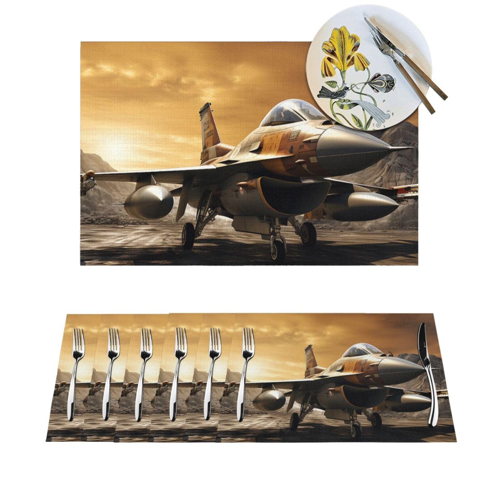Sets de table faciles à nettoyer Falcon Fighter pour repas sans taches