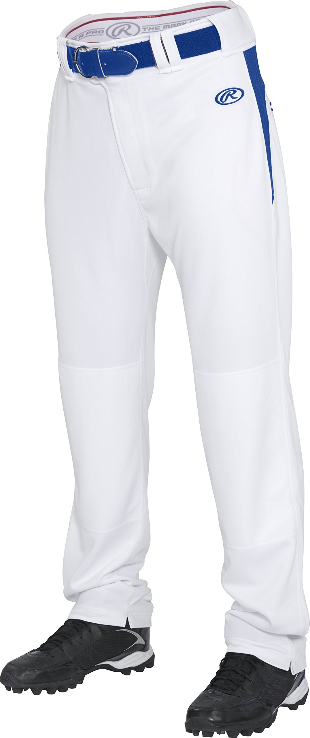 Rawlings Men's Semi-Relaxed Pants with Waist Inserts, 2X, White/Royal