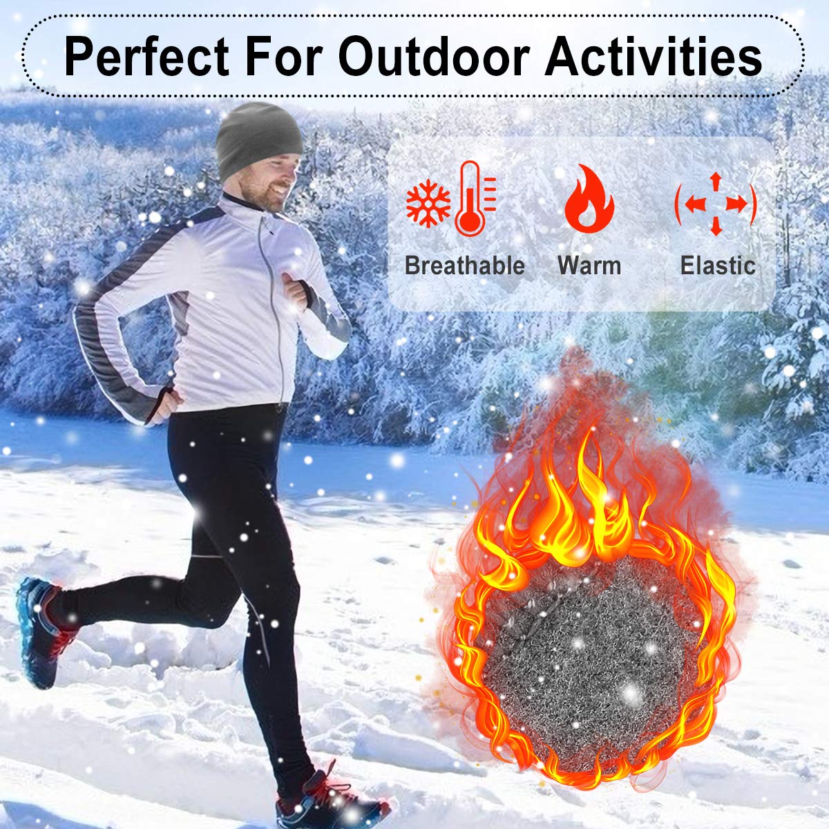 HASAGEI Berretto da Uomo e Donna, Sportivo, in Pile, Termico, Traspirante, per Corsa, Sci, Ciclismo, Snowboard, Arrampicata, Motociclismo, attività all'aperto