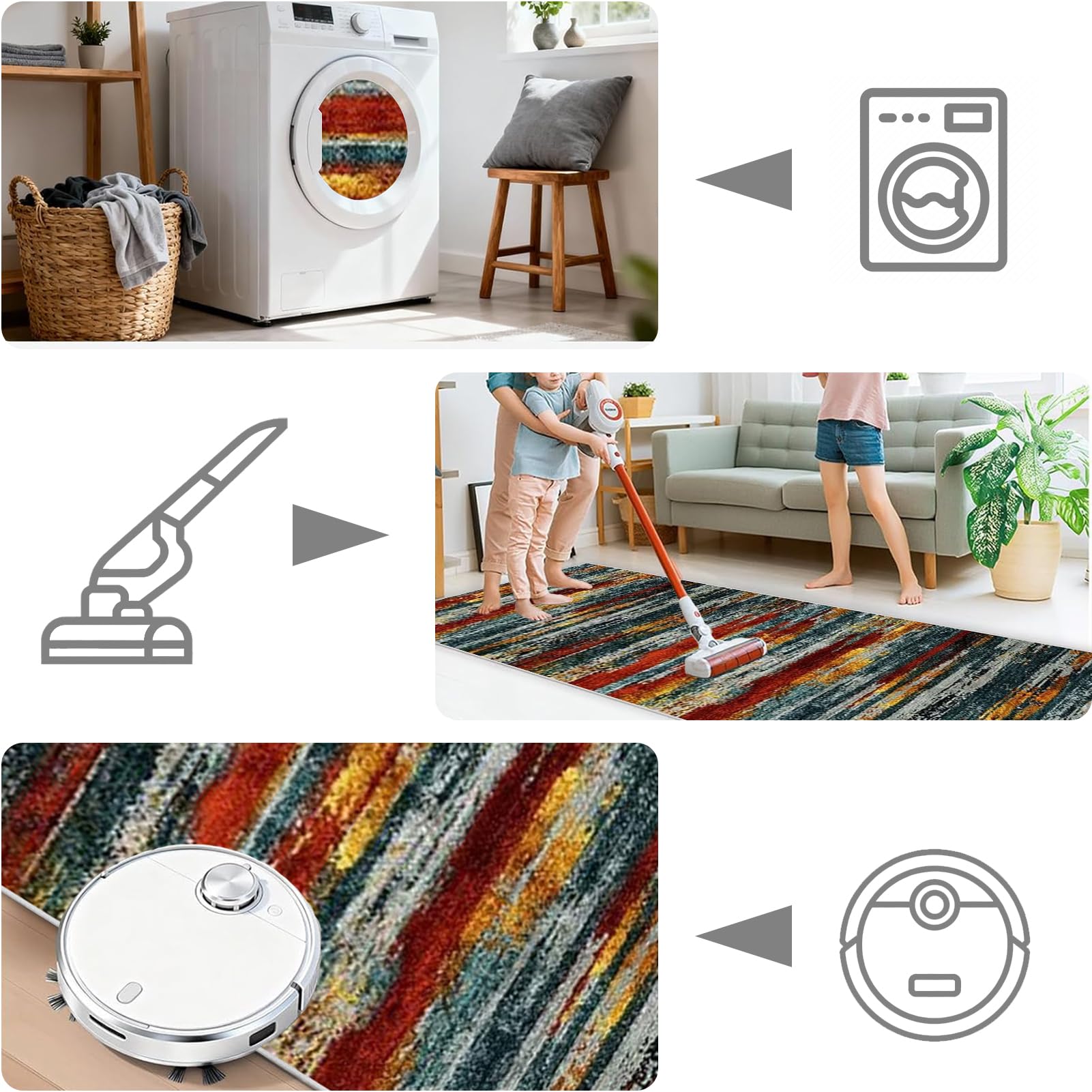 Läufer Flur Teppich 90 x 220 cm Küchenläufer Lange waschbar rutschfest, absorbierend Türmatte, Teppichläufer für Hauseingänge, Küche, Waschküche