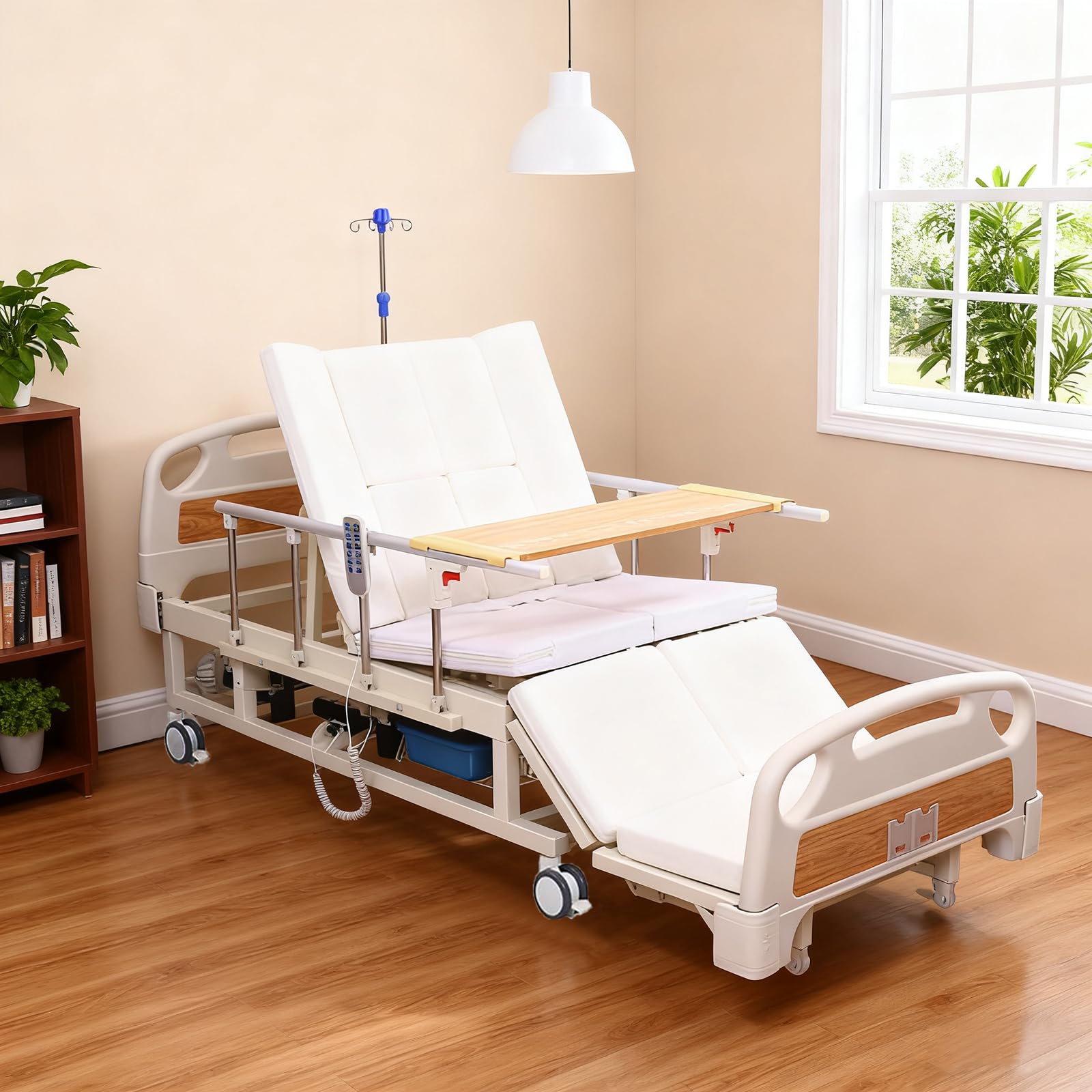 5-Funktions-Elektro-Krankenbett mit zeitgesteuertem Seitendrehen, inklusive Matratze & beleuchtetem Fernbedienung, für die häusliche Pflege von Patienten