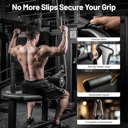 Miniatura 5 de Barra de tracción dorsal MOST GRIP con 6 asas ergonómicas, accesorios de tracción dorsal de agarre neutral para entrenamiento de toda la espalda,