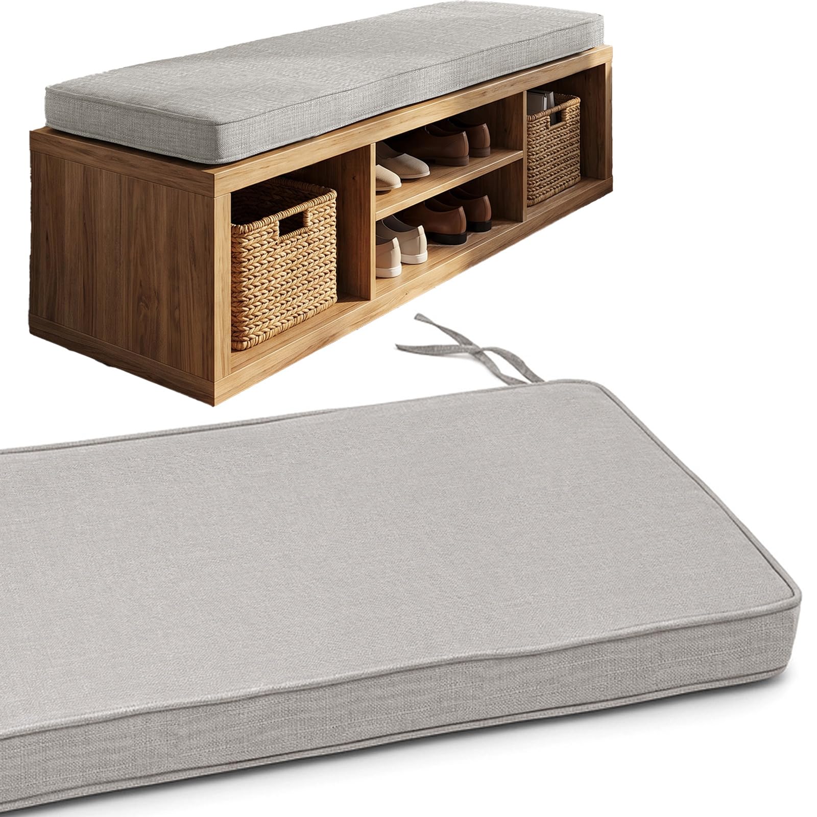 Bench Cushion for Indoor Furniture, Washable Non-Slip Shoe Bench Seat Pad