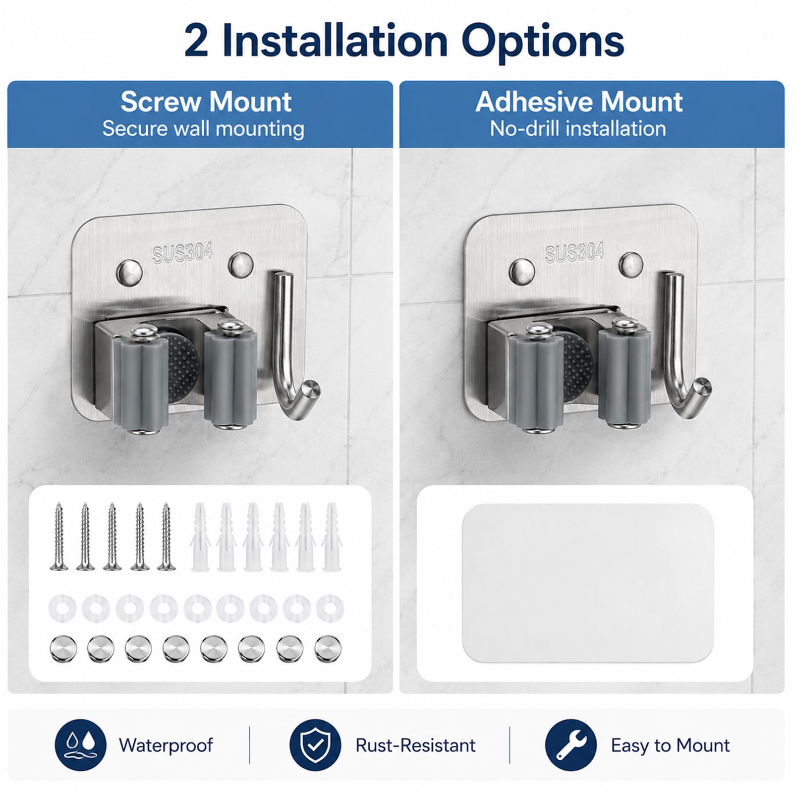 Broom & Mop Wall Mount - 4 Pack -4