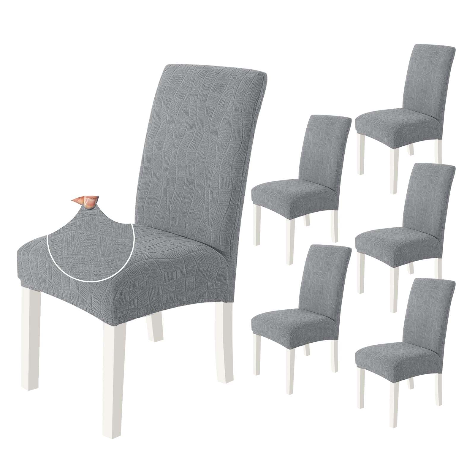 Ystyle Housse De Chaise 6 Pièces, Housse Chaise Salle À Manger Élastique, Couvre Chaise Moderne Extensible, Lavable Protection Chaise, Universel Housse pour Chaise Mariage, Gris Clair