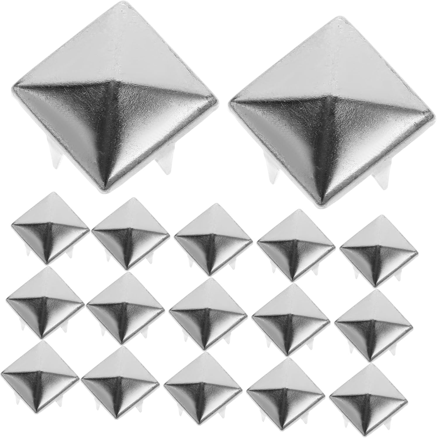 Square Rivets Claw Studs for Clothes and Bag, 12mm Silver Halloween
