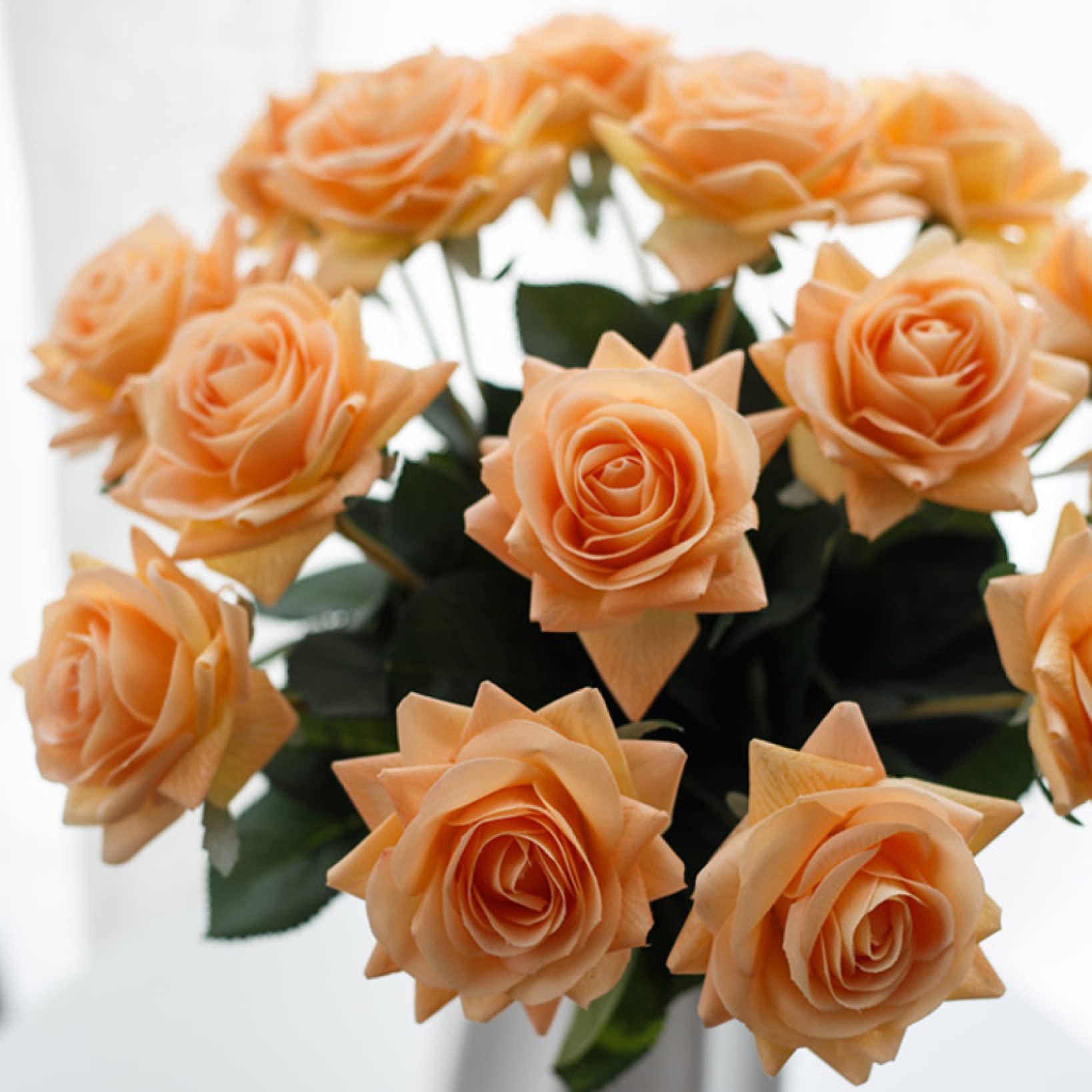 Amazon｜造花 枯れない花 アートフラワー オレンジ 5本 バラ 薔薇 ばら