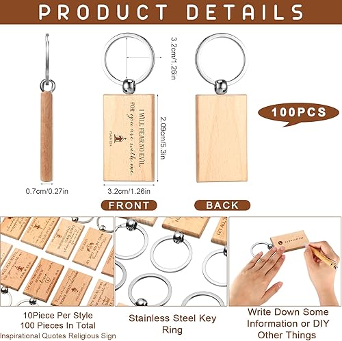 Miniatura 2 de 100 llaveros inspiradores de la Biblia llaveros de madera regalos de iglesia para mujeres y hombres versículo bíblico llaveros a granel llavero de
