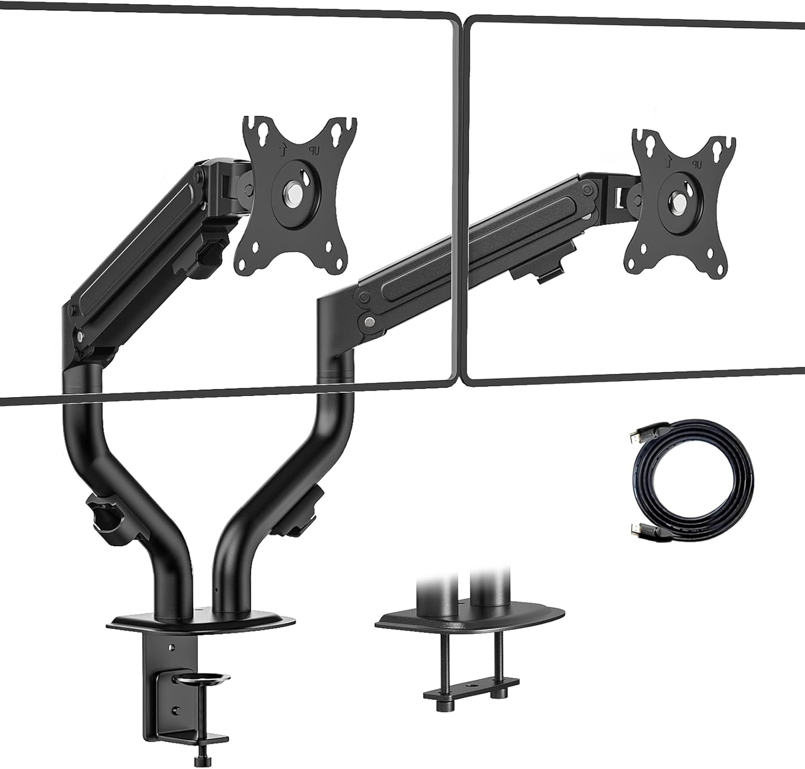 Dual Monitor Stand Mount with Gas Spring Monitor with Adjustable - Ergonomic Design Weight Support 9 kg Stand (Normal)-image-18