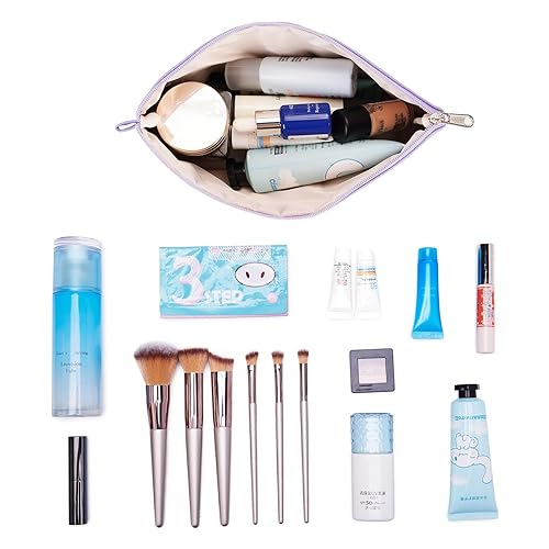 Miniatura 5 de WANDF Bolsa de cosméticos para mujer, bolsa de maquillaje, mini bolsa de maquillaje para bolso, resistente al agua, regalo para niñas (M-morado)