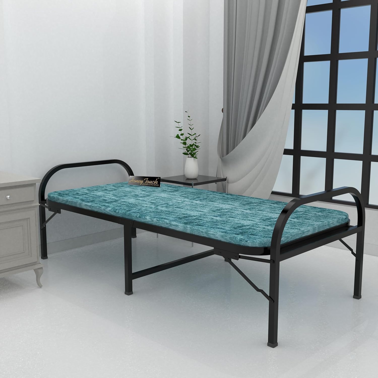 Folding Cot Bed 6 x 3 Feet with 1.5 Inch Foam Mattress, Heavy Duty MS Angle Frame Folding Single Bed, Portable Foldable Sleeping Cot for Home, Hostel, Guest Room & Travel (2, Green, 6 X 4)-image-36