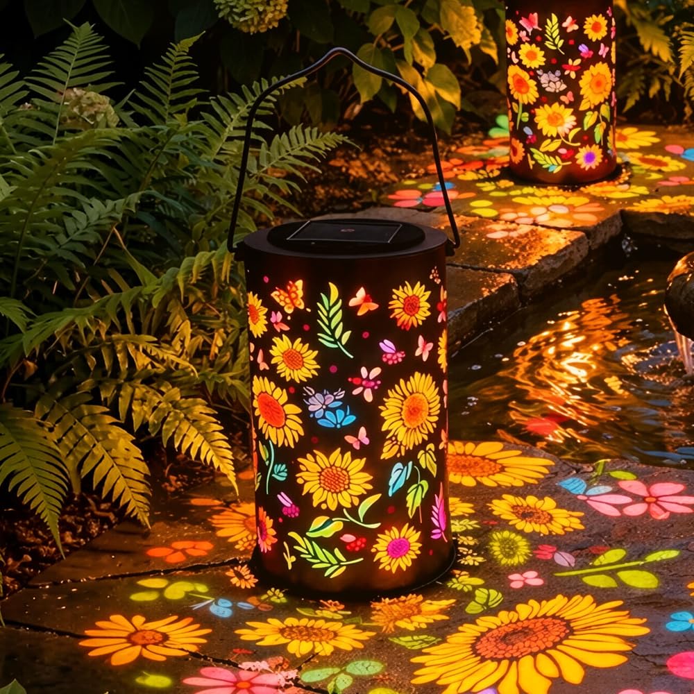 KQWVZ Colorful Sunflower Glow Solar Garden Lantern, Solar Lanterns Outdoor Waterproof, Waterproof Glow Garden Ornaments, Solar Hanging Lanterns Outdoor, for Yard Patio Porch Garden
