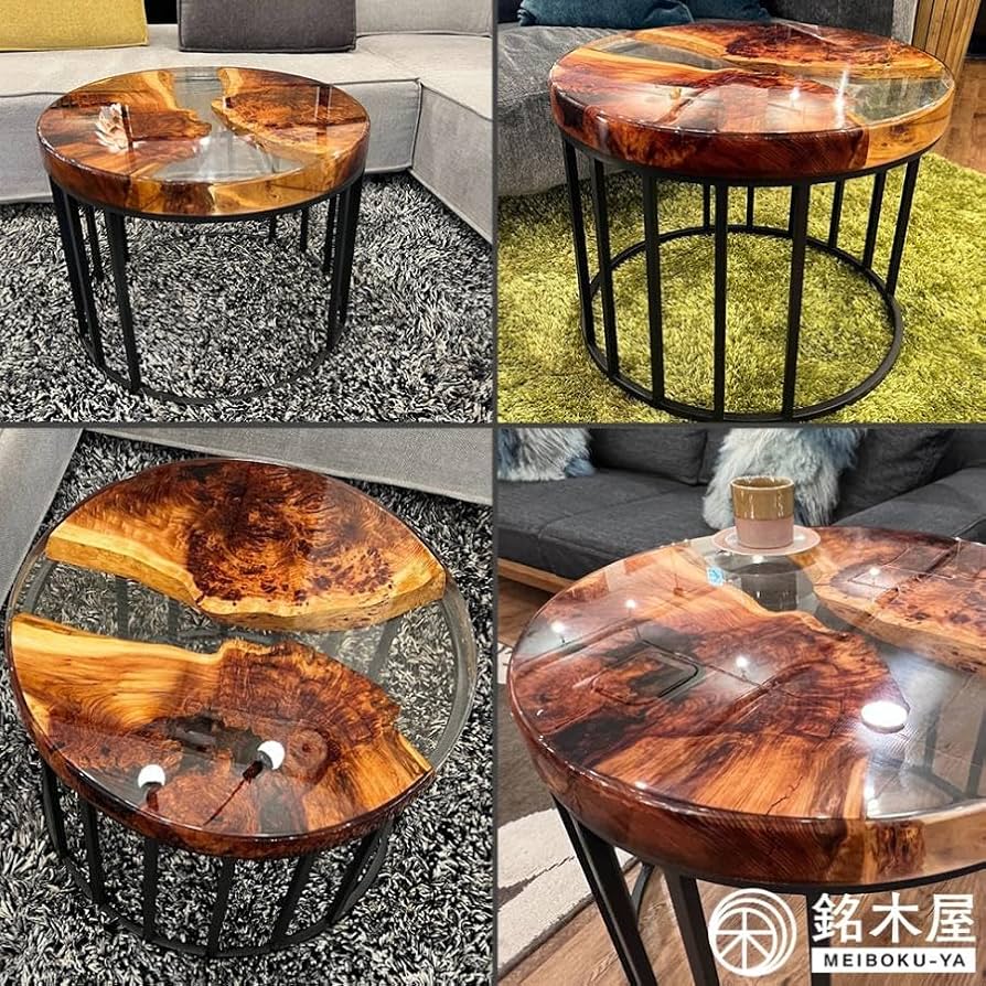 Amazon｜銘木屋 天然杉 泡杢 希少木材 天然木 サイドテーブル 丸