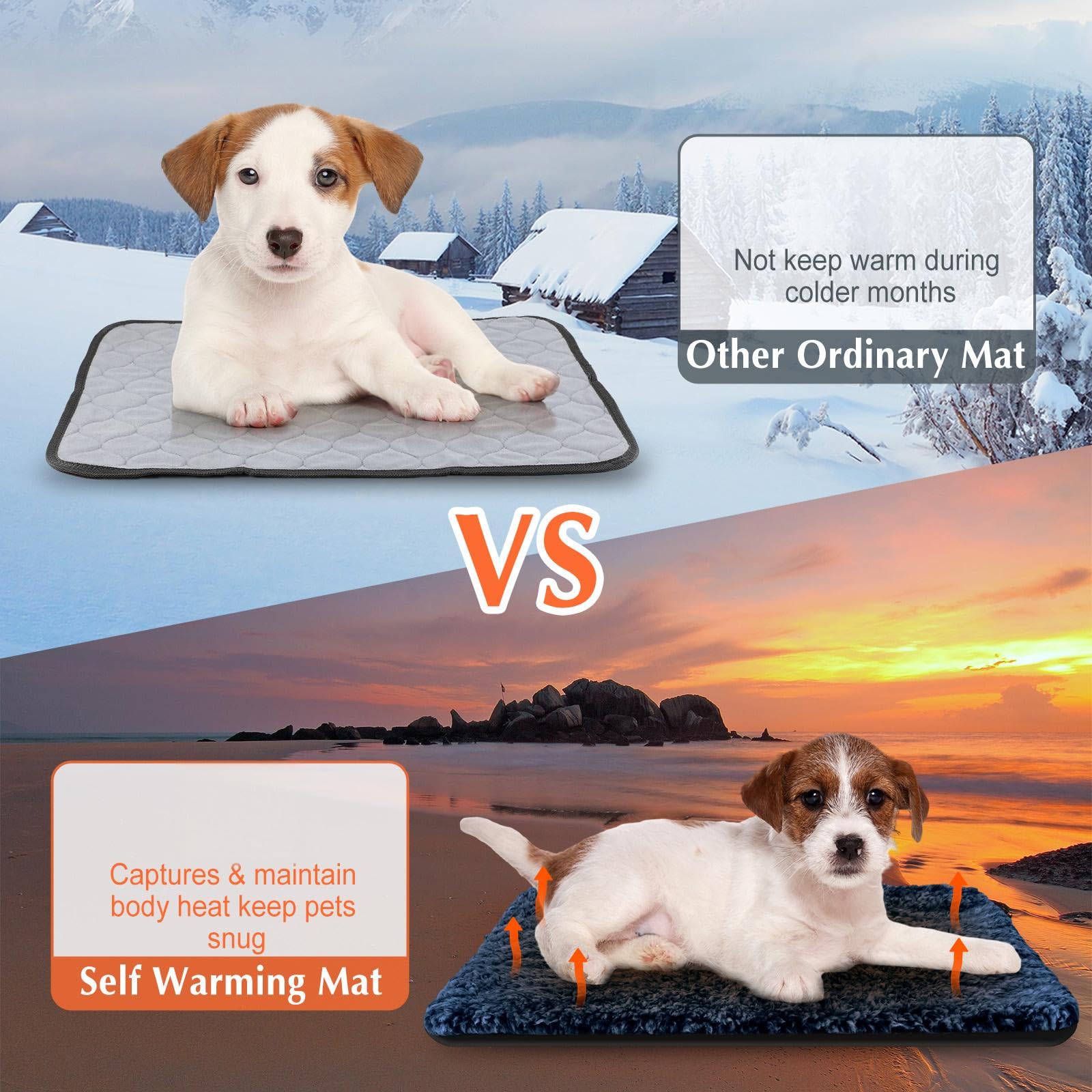 Drydiet Selbstwärmende Katzenunterlagen, selbstheizende Katzenmatte, Thermo-Pads für kleine Hunde, waschbar, Hundehütte, Bettmatte mit abnehmbaren Bezügen für drinnen und draußen, 40,6 x 50,8 cm,