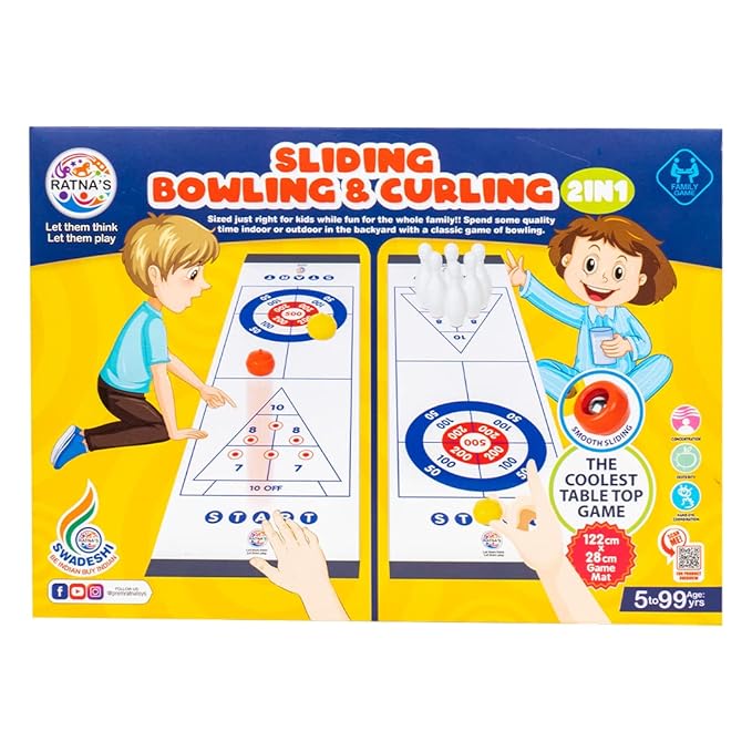 Ratnas Sliding Bowling & Curling Bowling 2in1 Fun Game for Kids 5+
