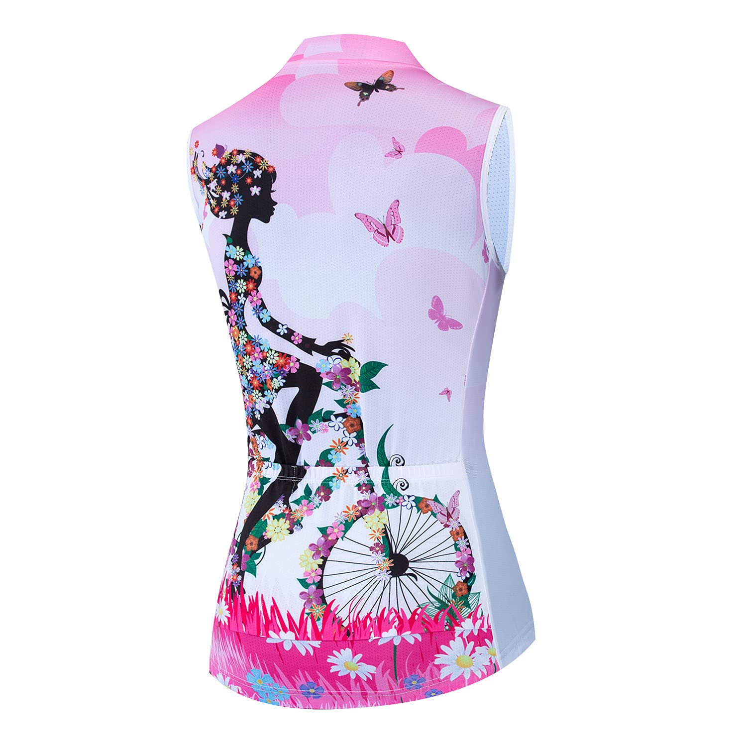 Maillot de cyclisme sans manches avec demi-fermeture éclair pour femme