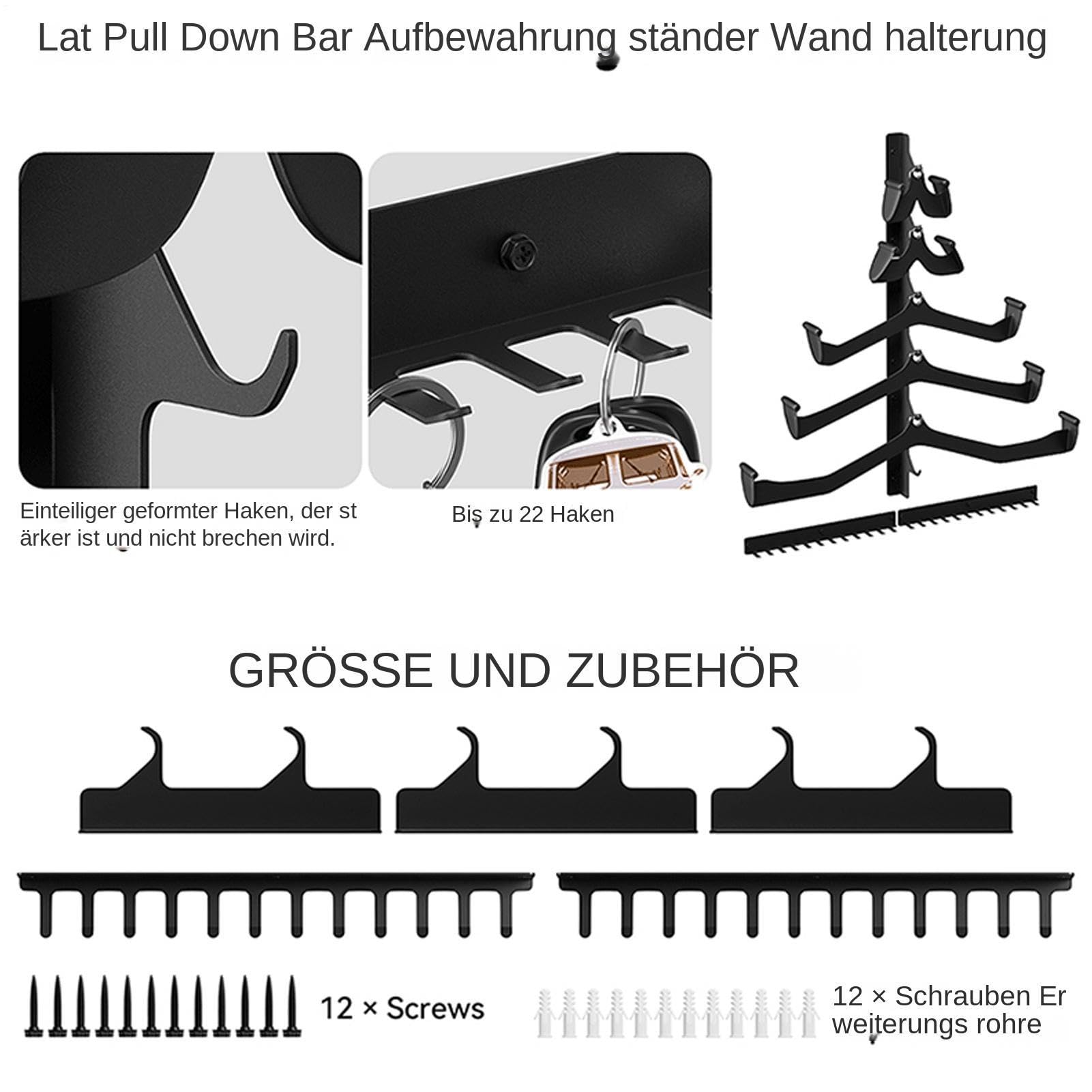 Aufbewahrungsständer Für Lat-Zug-Stangen 5-Teiliges Wandmontiertes