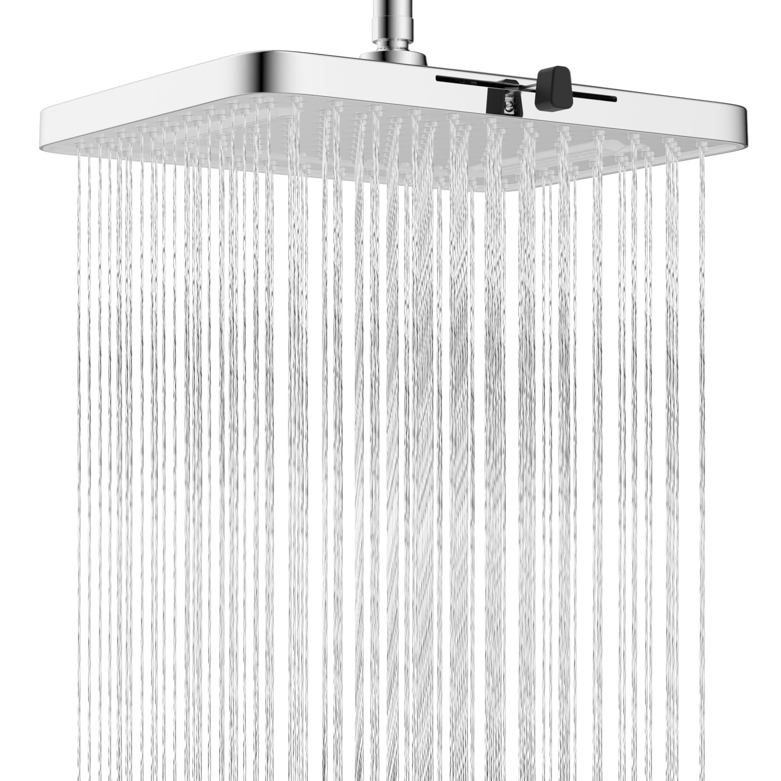 Hibbent Duschkopf mit 5 Sprühmodi, 33 cm Hochdruck-Regenduschkopf, großer Regenduschkopf für Badezimmer, hoher Durchfluss, Wasserfall, feste Duschköpfe mit verstellbarem Drehgelenk, Silber