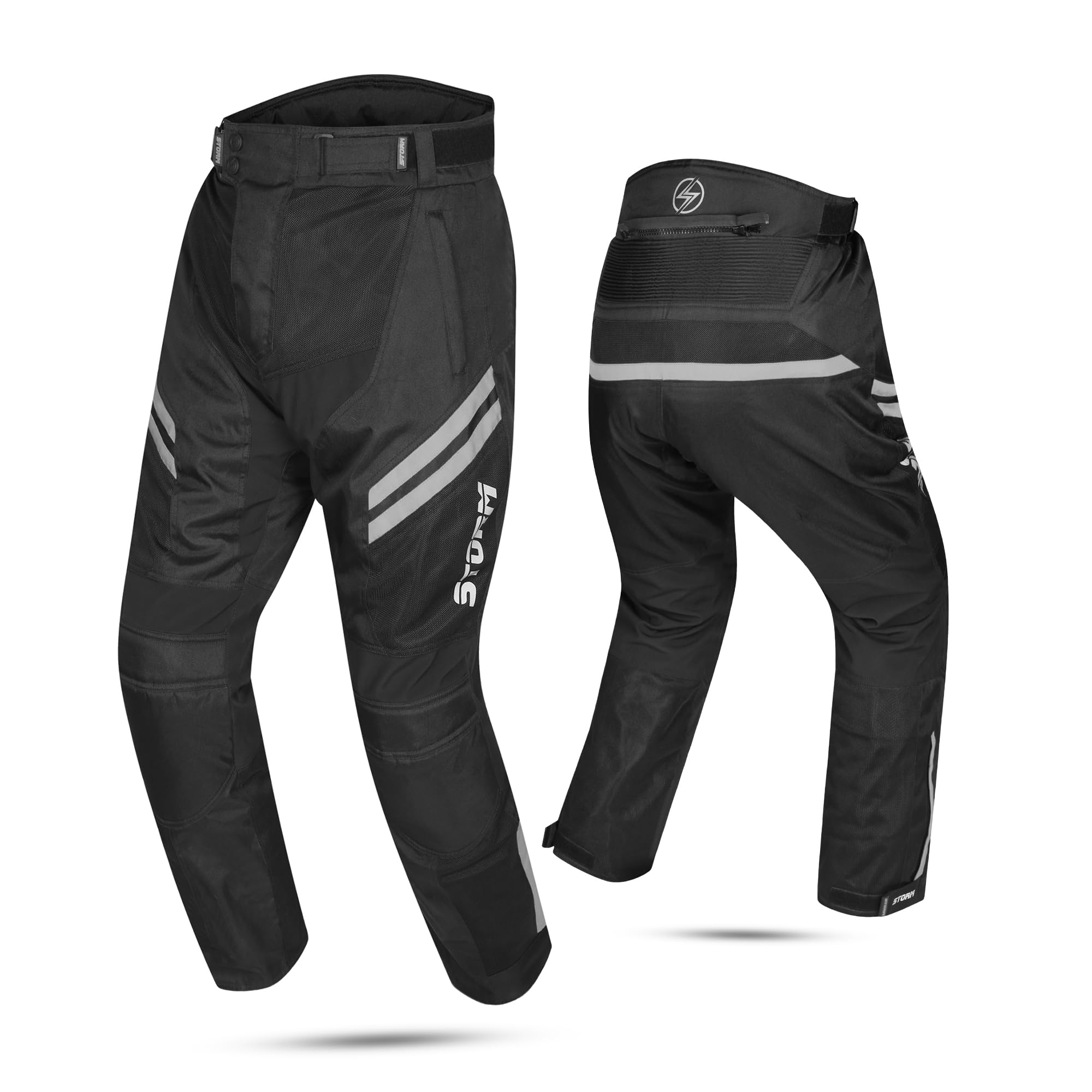 STORM Sommerliche Motorradhose für Herren mit CE-geprüften Protektoren – Hose aus atmungsaktivem Mesh mit abnehmbaren Protektoren an Knie und Hüfte