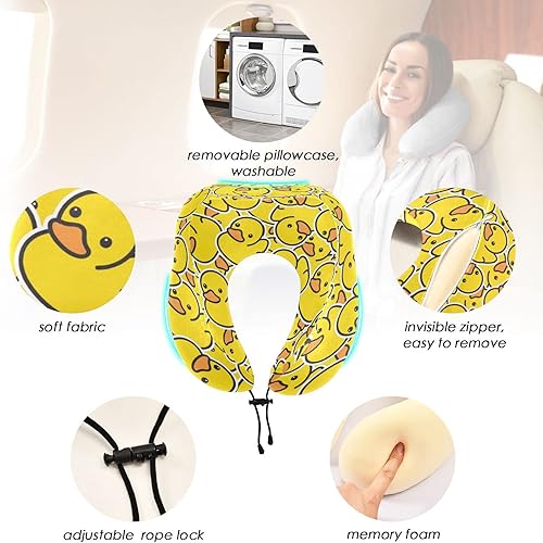 Miniatura 2 de SPRIPORT Almohada de cuello de viaje de pato de goma para dormir, almohada de espuma viscoelástica para el cuello con bolsa de almacenamiento,
