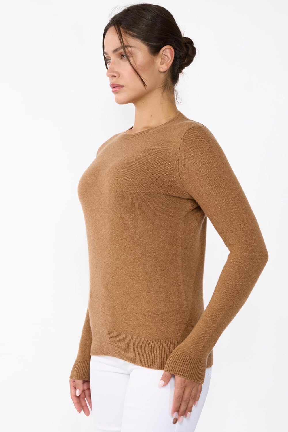 JENNIE LIU Womens 3-ply Cashmere Crewneck Sweater | Winter Cozy Cashmere Sweaters for Women - Image 2