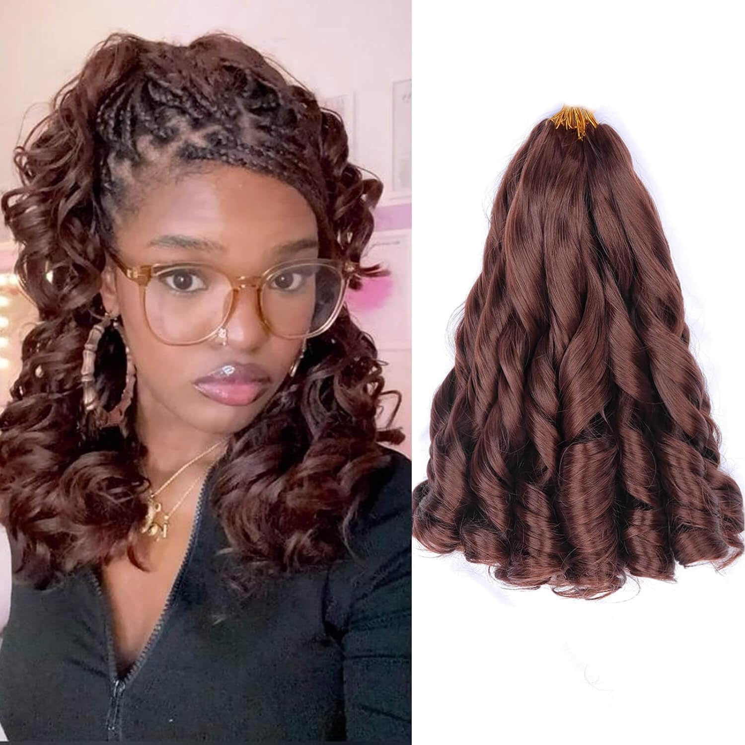 Flyroseing 8 Pcs Curly Braiding Hair