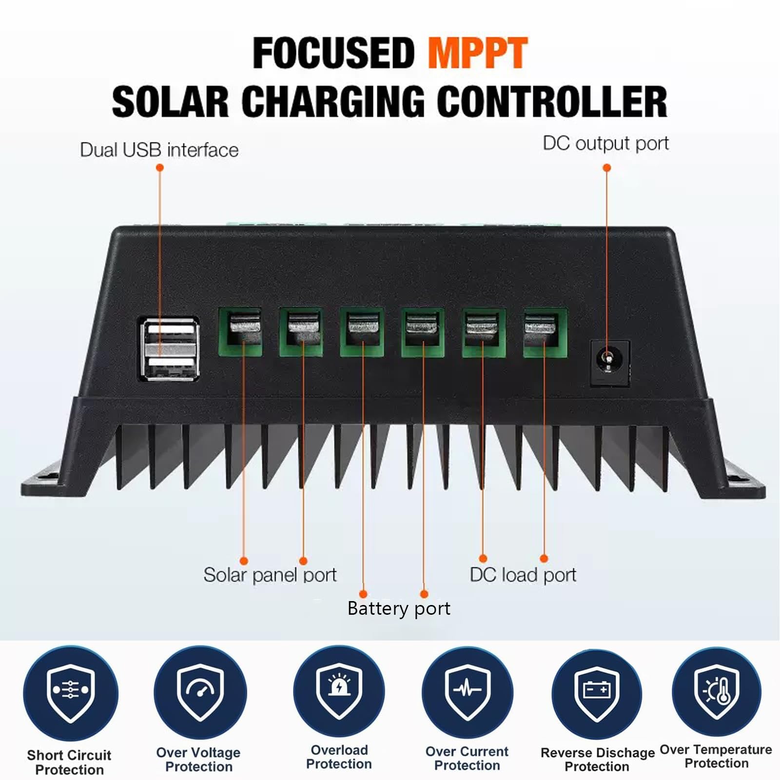 MPPT Laderegler Solar 12V 24V 36V 48V Auto, 100A Solarladeregler mit LCD Display & Dual USB, Smart Solarregler, Solar Charge Controller für Blei-Säure-Batterie Lithium Batterien Lifepo4 usw