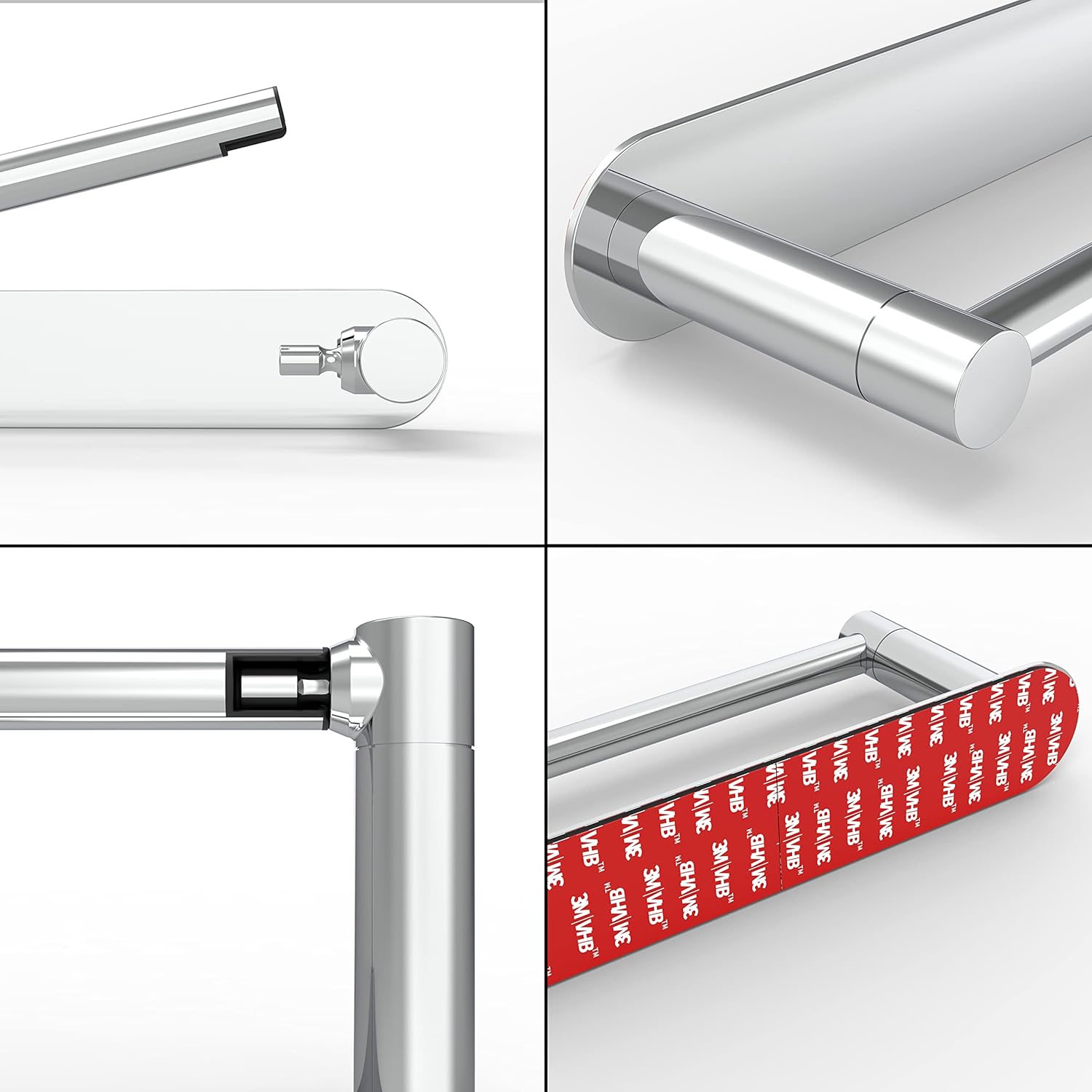 Adhesive Toilet Paper Holder Chrome Bathroom Double Post Pivoting Toilet Tissue Holder Polished Roll Holder Stick On No Drilling Stainless Steel and Zinc Alloy