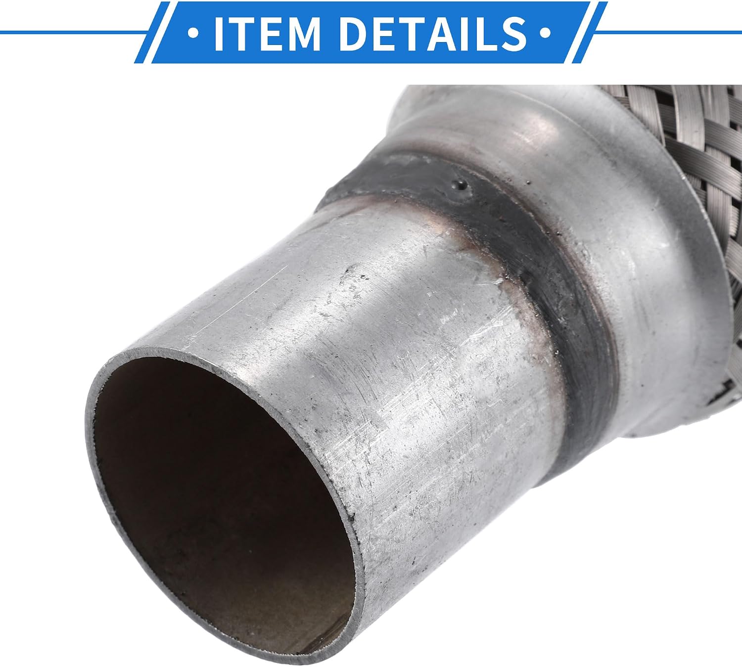 Car Exhaust Flexible Pipe Tubing, 1.75"x8"x12" Exhaust Joint with Welding Extension Pipe Universal for Car Durable Stainless Steel Silver Tone