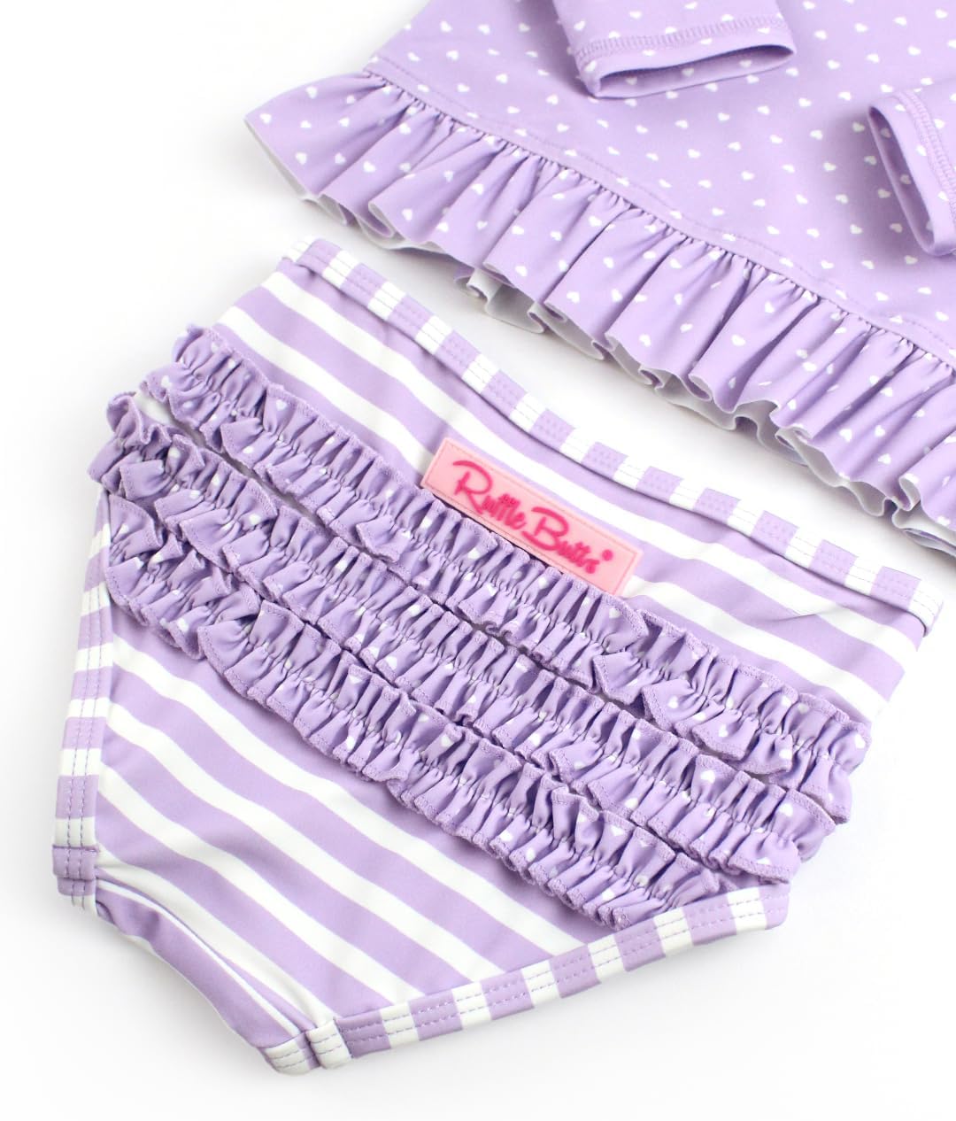 RuffleButts Baby/Toddler Girls Long Sleeve Rash Guard UPF50+ Sun Protected Bikini Swimsuit - Image 5