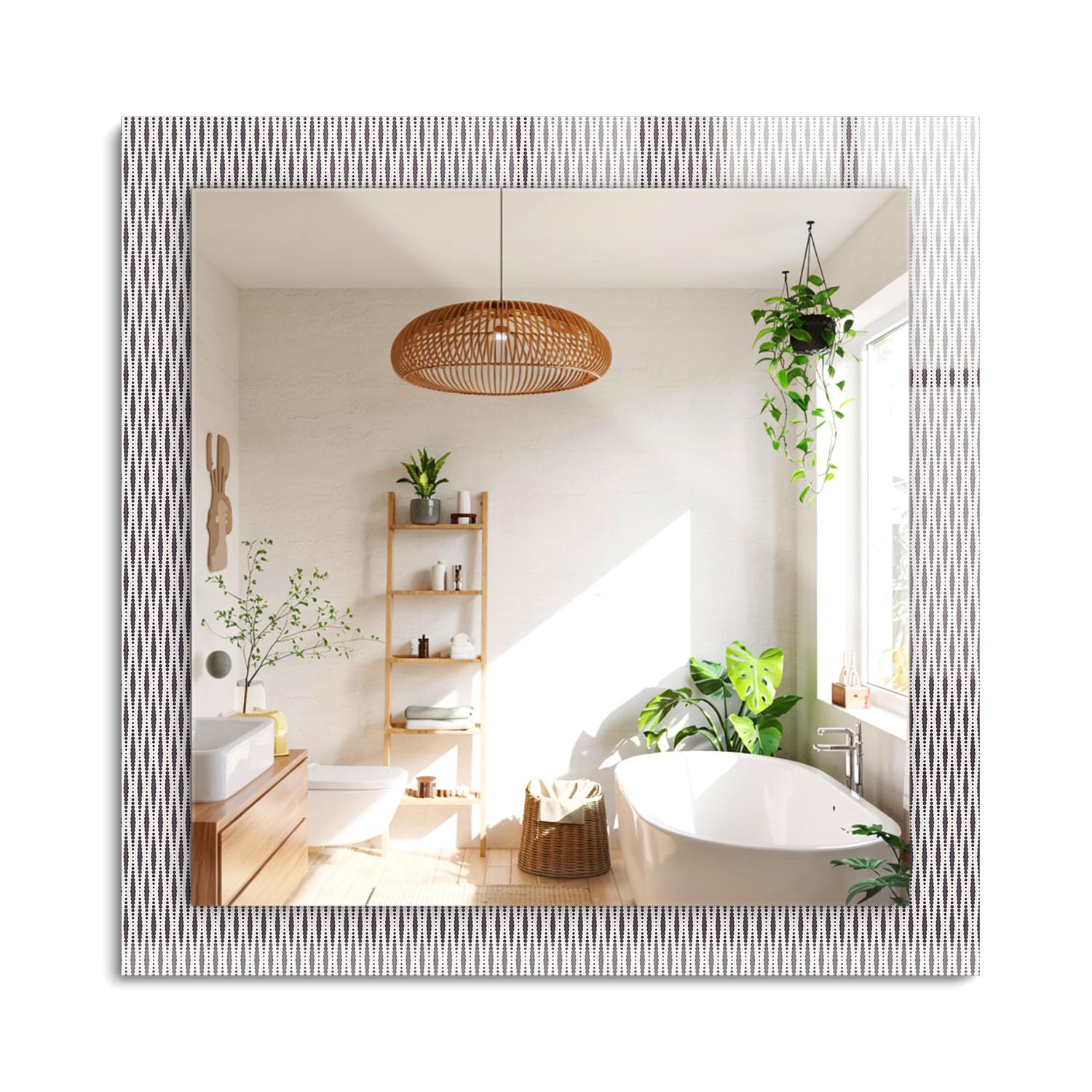 Miroir rectangulaire d'exception 60x60cm et son cadre en verre Textilgewebemuster