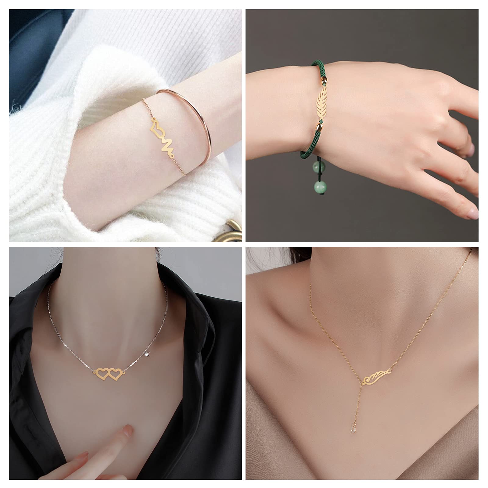 SUNNYCLUE 1 Scatola 100 Pezzi 10 Stili Connettore Charms Risultati Fiore Foglia Farfalla Link Anelli di Colmento Forniture Artigianali per Gioielli Fai da Te Bracciale