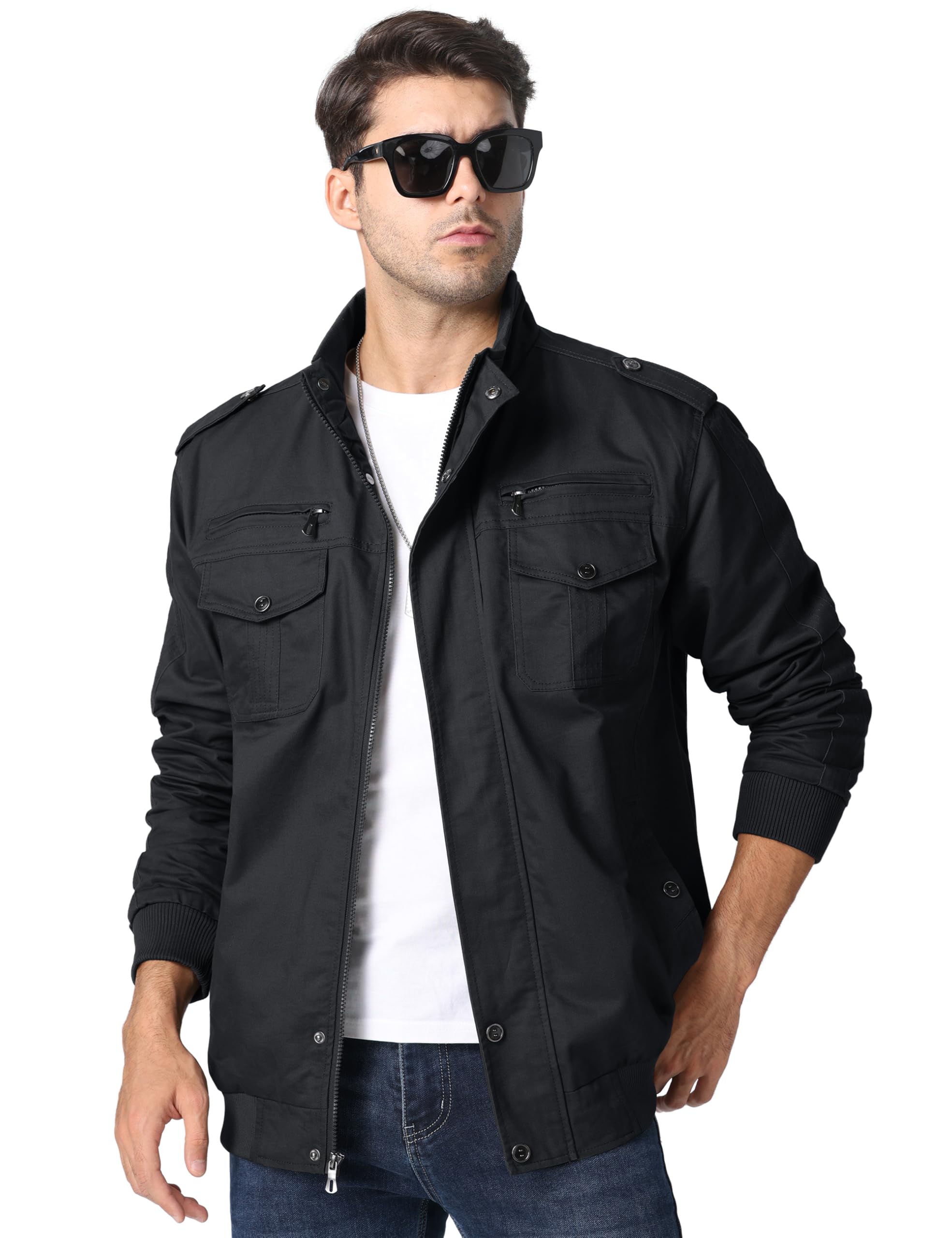 MAGCOMSEN Giacca da Uomo Antipioggia Primavera Autunno Bomber Aviatore Leggero Giubbotto