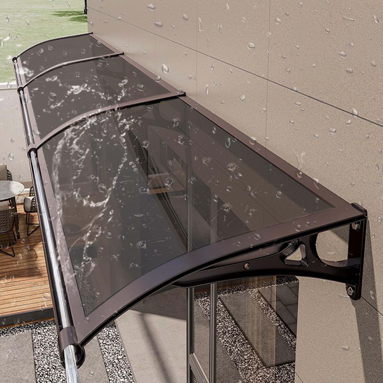 Auvent de fenêtre anti-UV et silencieux pour stopper la pluie et la neige sur votre entrée