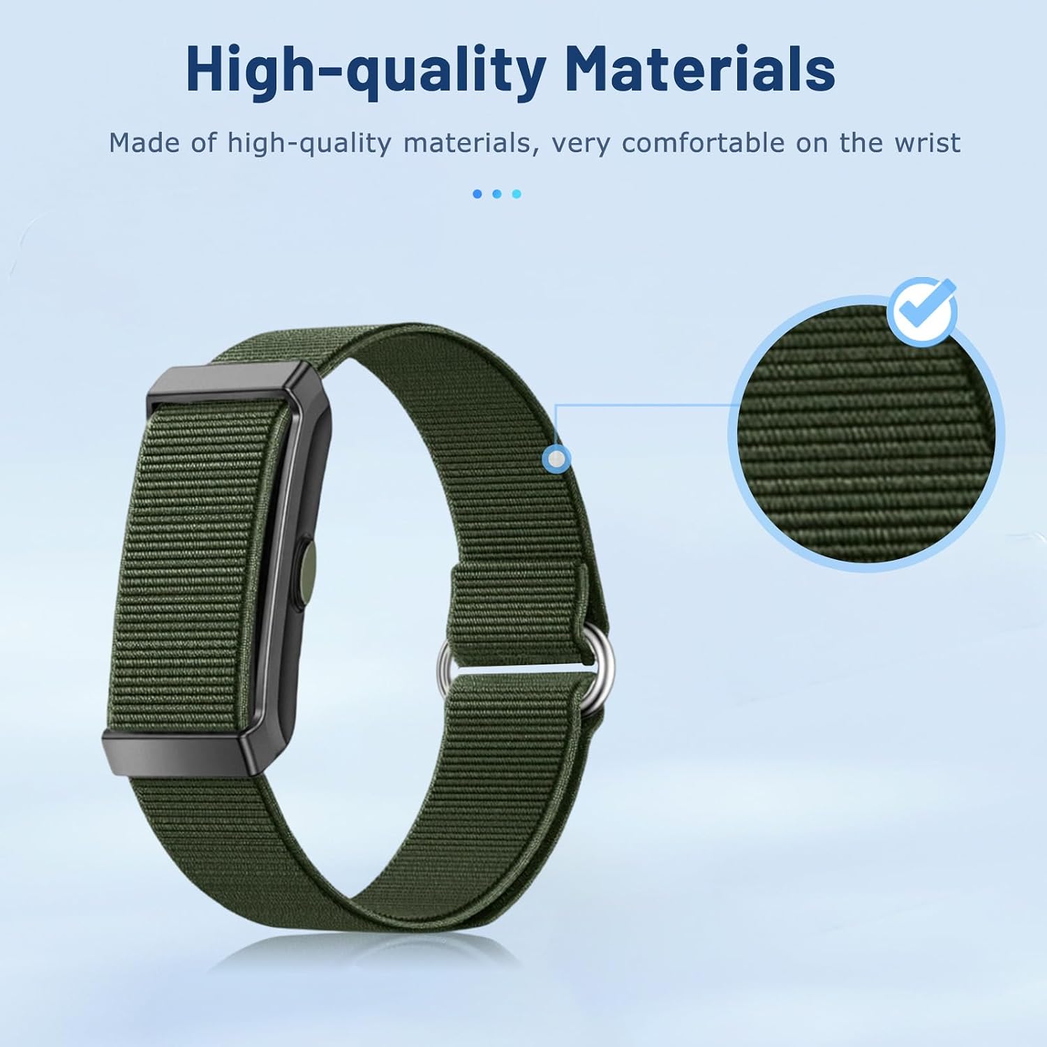 NOUKAJU Band for PJIVE/SOUYIE DS10 Fitness Tracker(Green),Nylon Braided image 3