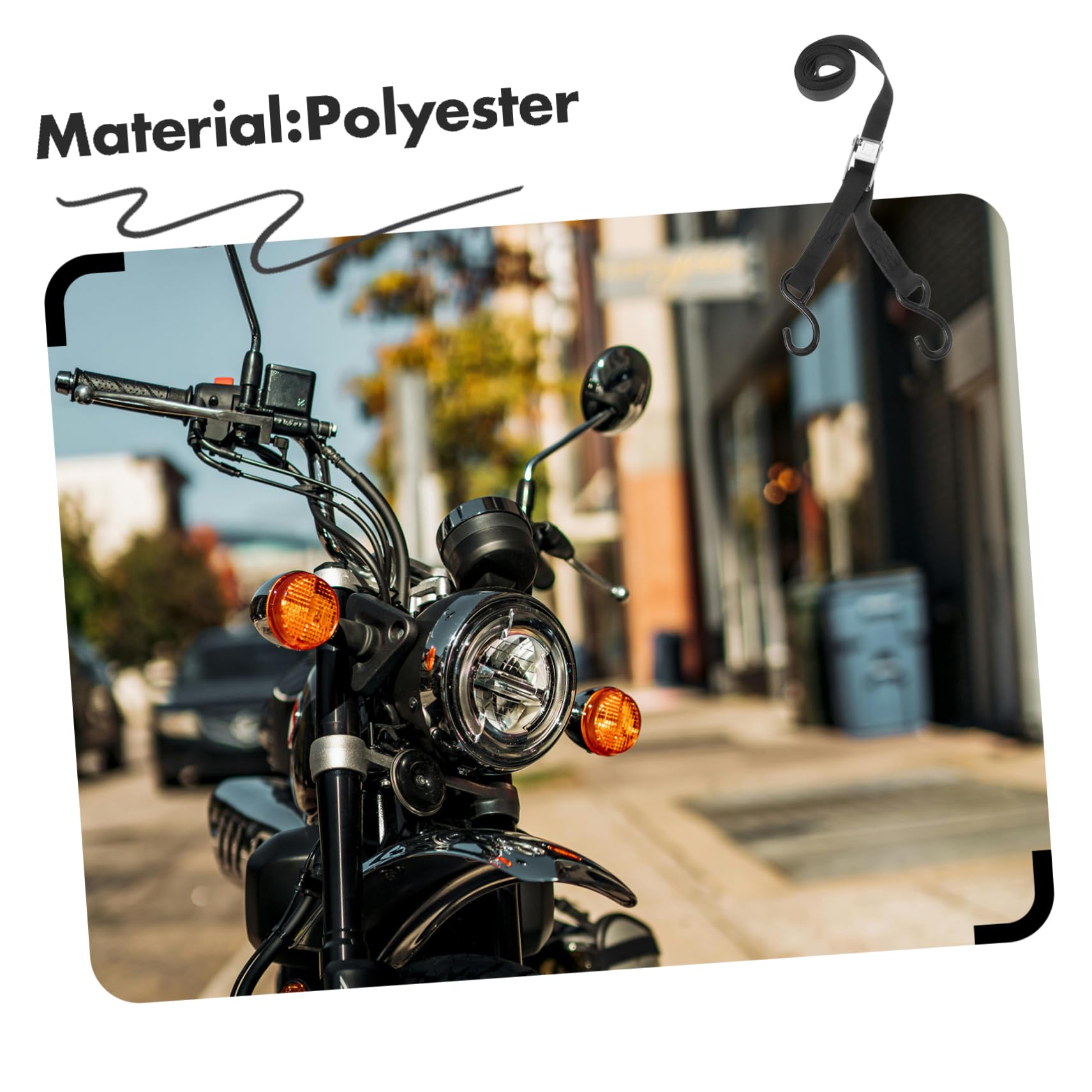 OUNONA Polyester Spanngurte Einfach zu Bedienen 2 Stück für Roller und Motorrad Schwarz zum Sicheren Befestigen von Gepäck und E-bikes Geeignet